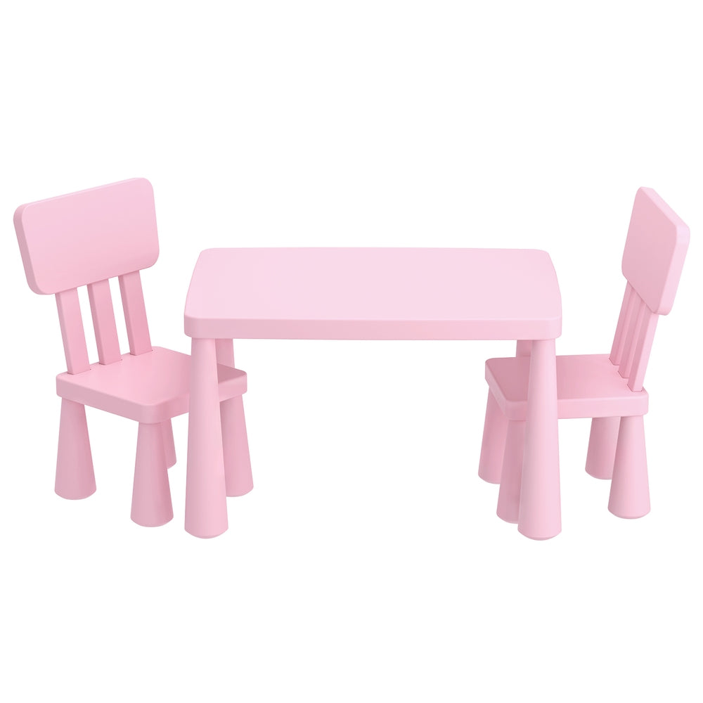 Keezi Kids Table and 2 Chairs Set - Pink Children's Furniture for Playroom, Classroom & Home Learning Activities