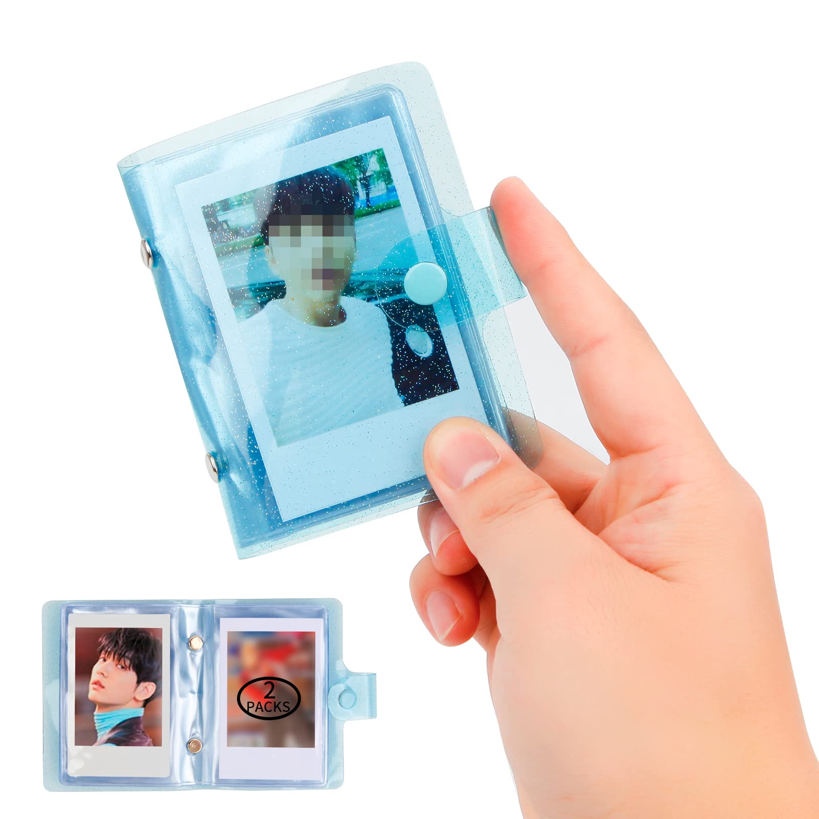 2 Packs 2x3 Mini Photo Album - Portable Kpop Photo Card Holder for Fujifilm Instax Mini, Polaroid Snap & Zink Film - Compact Travel Scrapbook for Memories (Blue) - Perfect for Travel, Parties & Gift Giving