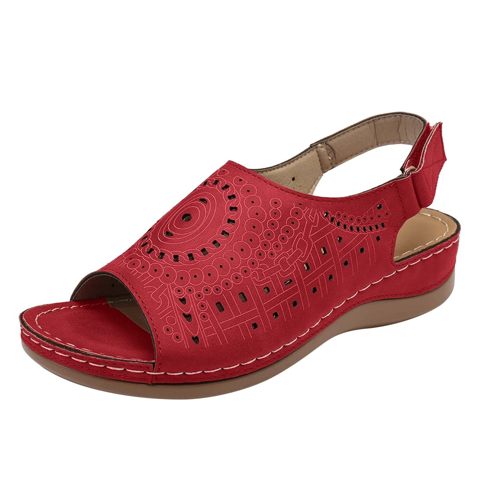 Breathable Women's Summer Hollow Peep Toe Wedge Sandals - Comfortable Beach Fashion Shoes for Bunions Correction | Perfect for Walking, Travel & Outdoor Activities