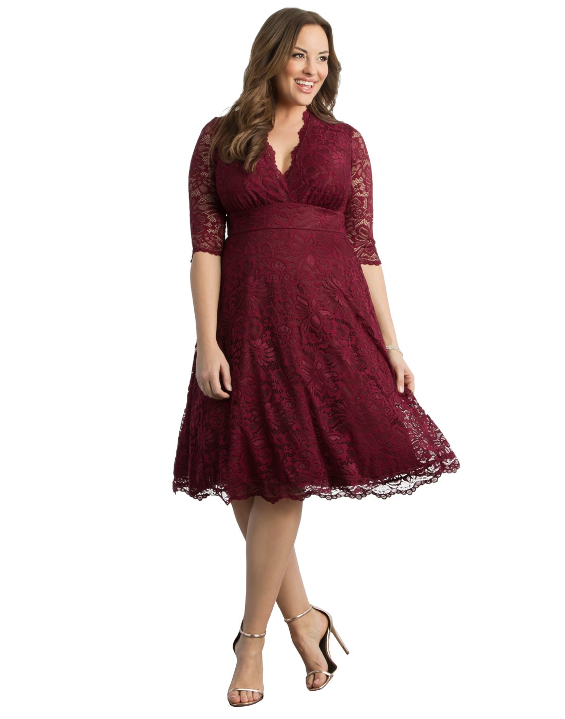 Kiyonna Women's Plus Size Mademoiselle Lace Cocktail Dress for Special Occasions - Elegant Party, Wedding Guest & Evening Event Outfit