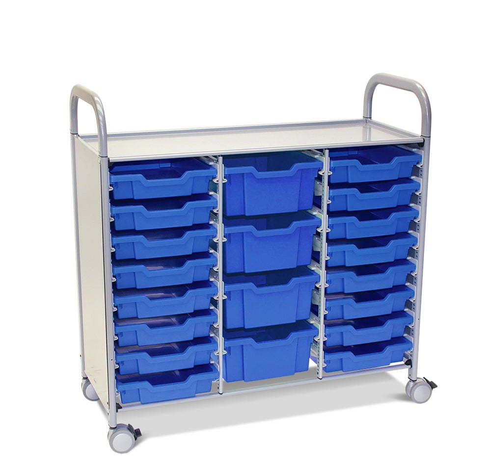 Gratnells Callero Plus Treble Cart with 16 Shallow & 4 Deep Trays - Perfect for Classroom Storage, School Supplies Organization, and Art Material Management