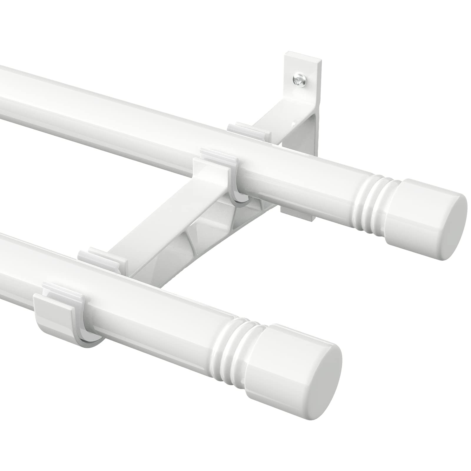 YeYeBest Adjustable Double Curtain Rods 28-48 Inch, Heavy Duty Metal Extendable Drapery Rod Set for Windows - White | Perfect for Living Room, Bedroom & Home Decor