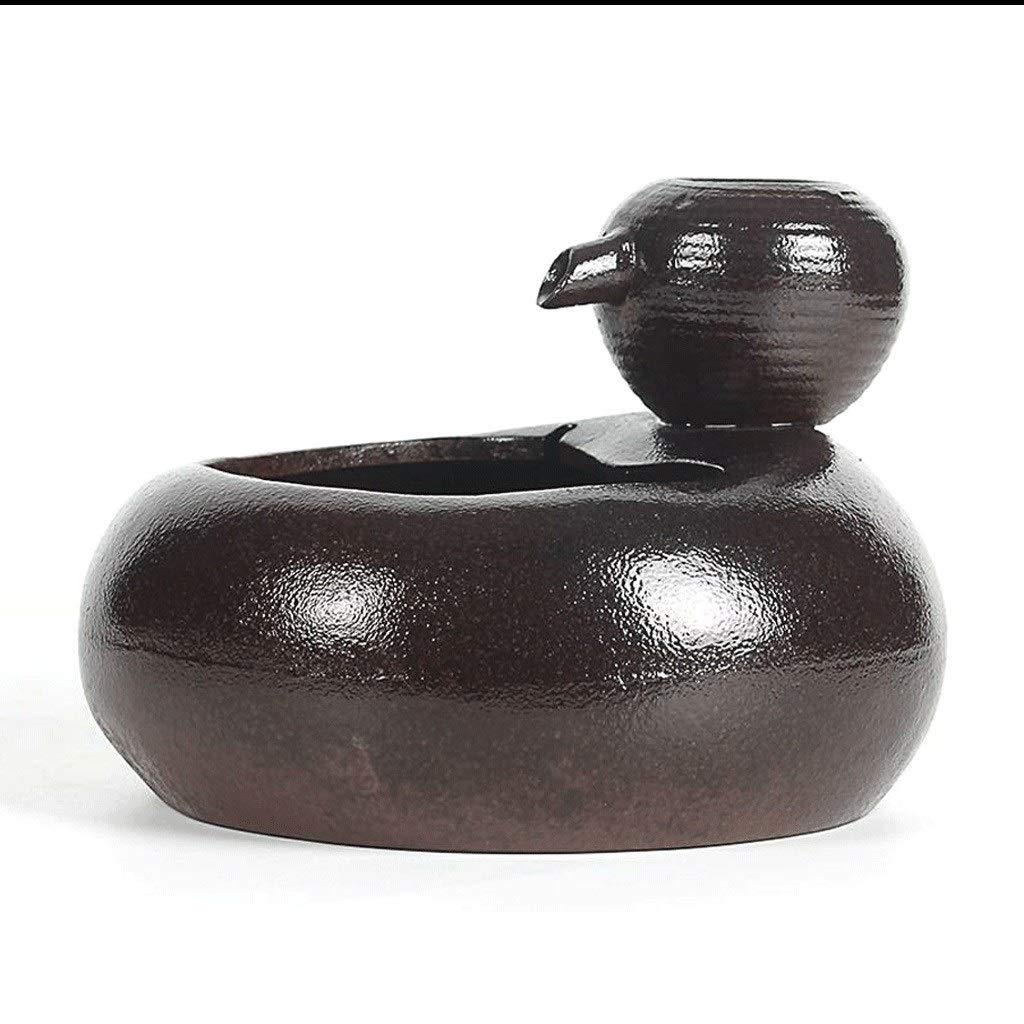 Ceramic Handmade Indoor Water Fountain with Circulating Pump - Mini Desktop Fountain for Office, Living Room & Home Decor (Black) | Relaxing Humidifier & Zen Decor for Stress Relief