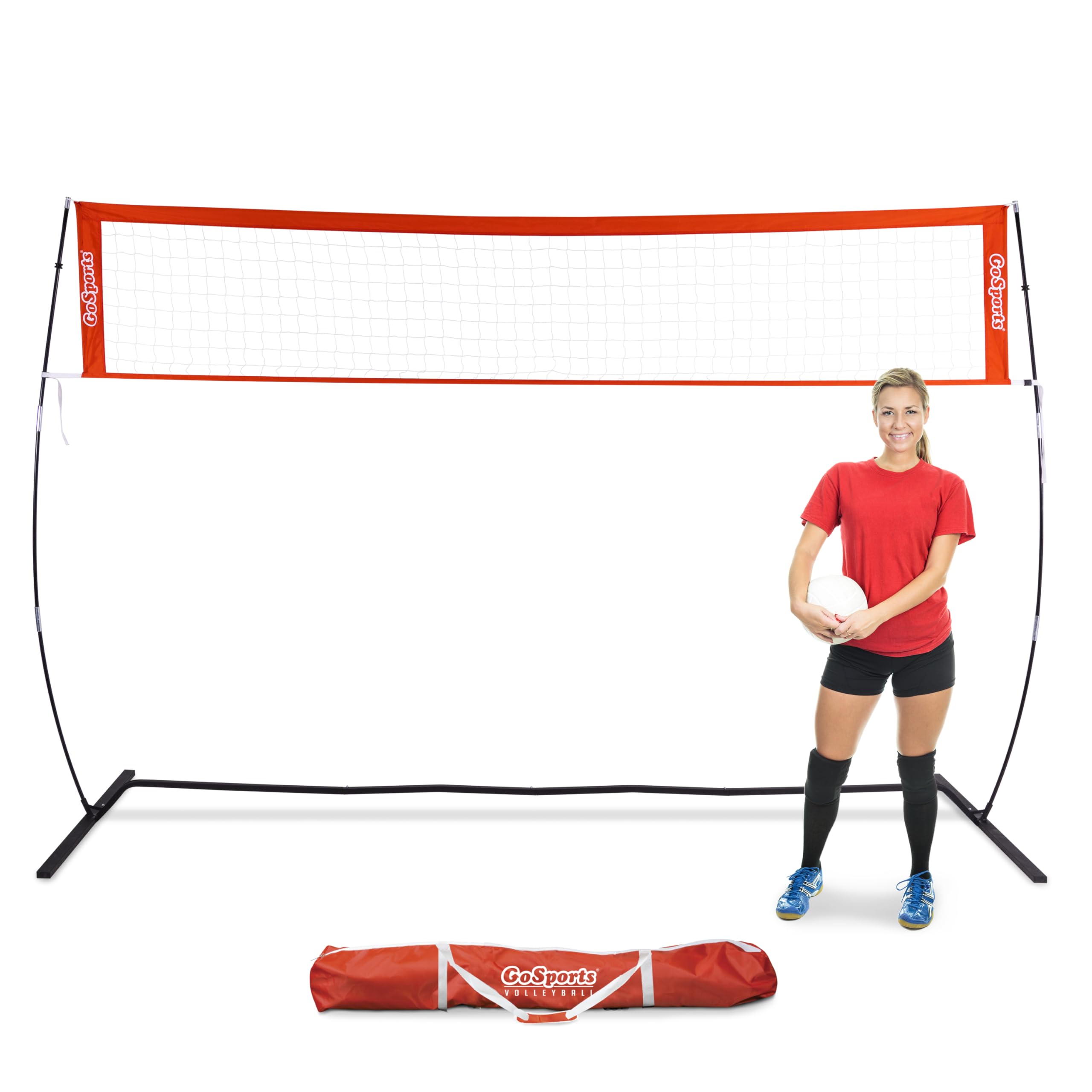 GoSports 12ft or 20ft Freestanding Volleyball Training Net - Adjustable Height for Indoor & Outdoor Use - Easy Instant Setup - Perfect for Backyard, Beach, Gym & School Volleyball Practice