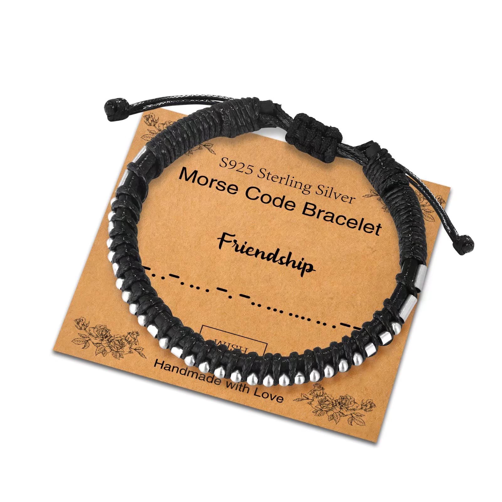 Stylish Adjustable Sterling Silver Morse Code Bracelet for Women & Men - Inspirational Leather Friendship Jewelry Gift for Birthday, Anniversary | Perfect for Daily Wear, Gifting & Special Occasions
