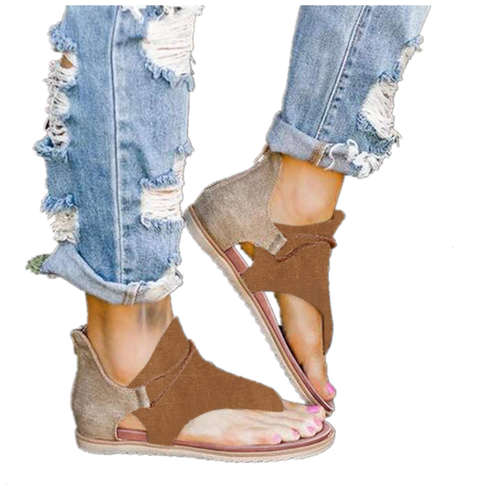 Eduavar Women's Comfortable Shining Diamond Flat Sandals - Roman Style Casual Summer Shoes for Beach, Travel, Party & Everyday Wear