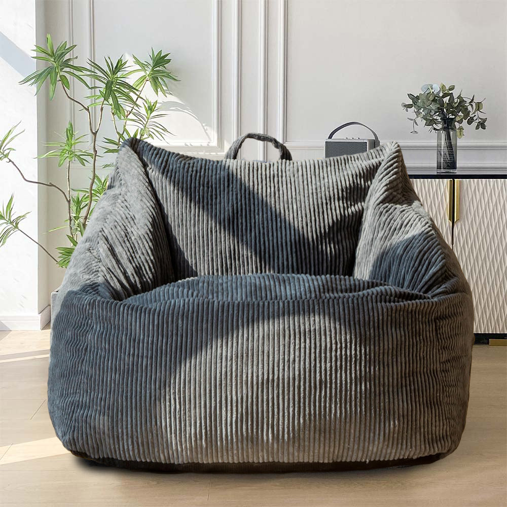 MAXYOYO Bean Bag Chair with Handle & Pocket - Dark Grey Floor Sofa for Teens, Gaming, Reading & Relaxing - Perfect for Living Room, Bedroom & Dorm Decor
