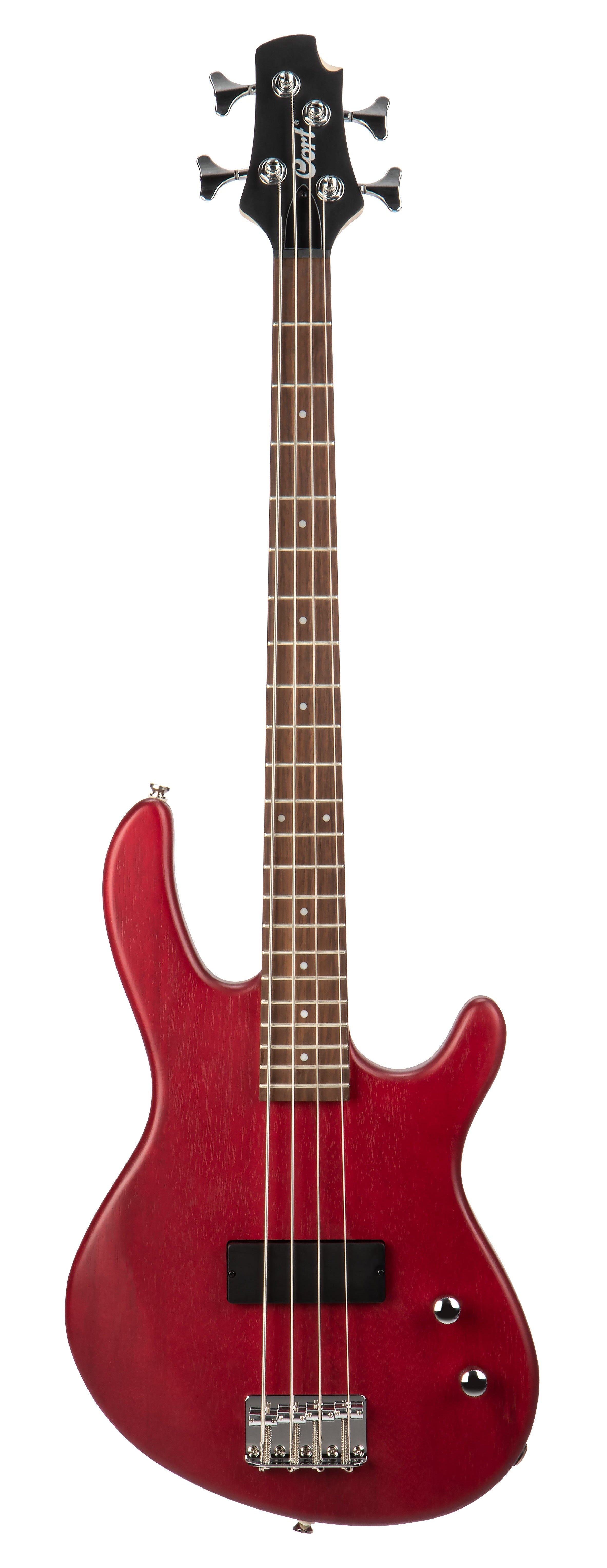 Cort ACTION JUNIOR OPBC Bass Guitar 30 Inch Short Scale 4 String Open Pore Black Cherry - Perfect for Beginners & Travel Musicians