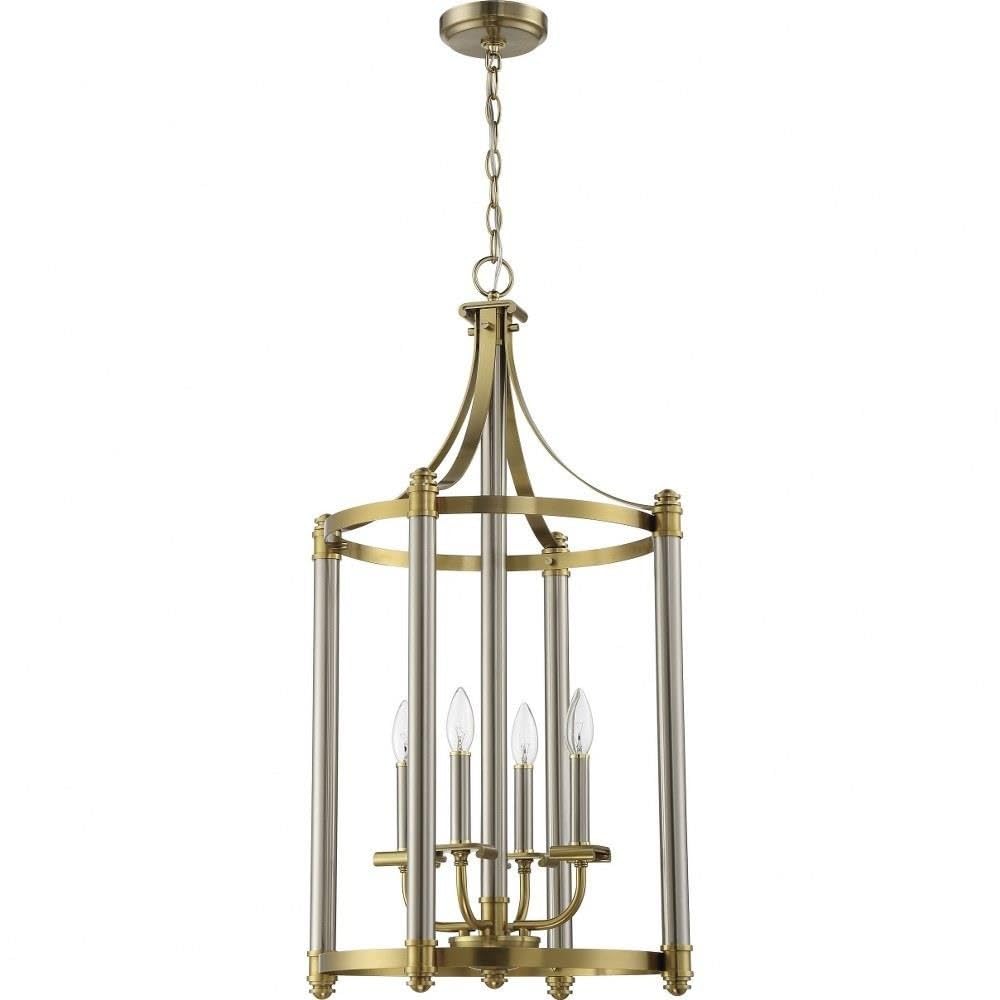Craftmade 54834-BNKSB Stanze 4-Light Candle Pendant Chandelier - 240W, Brushed Polished Nickel & Satin Brass Finish, 34