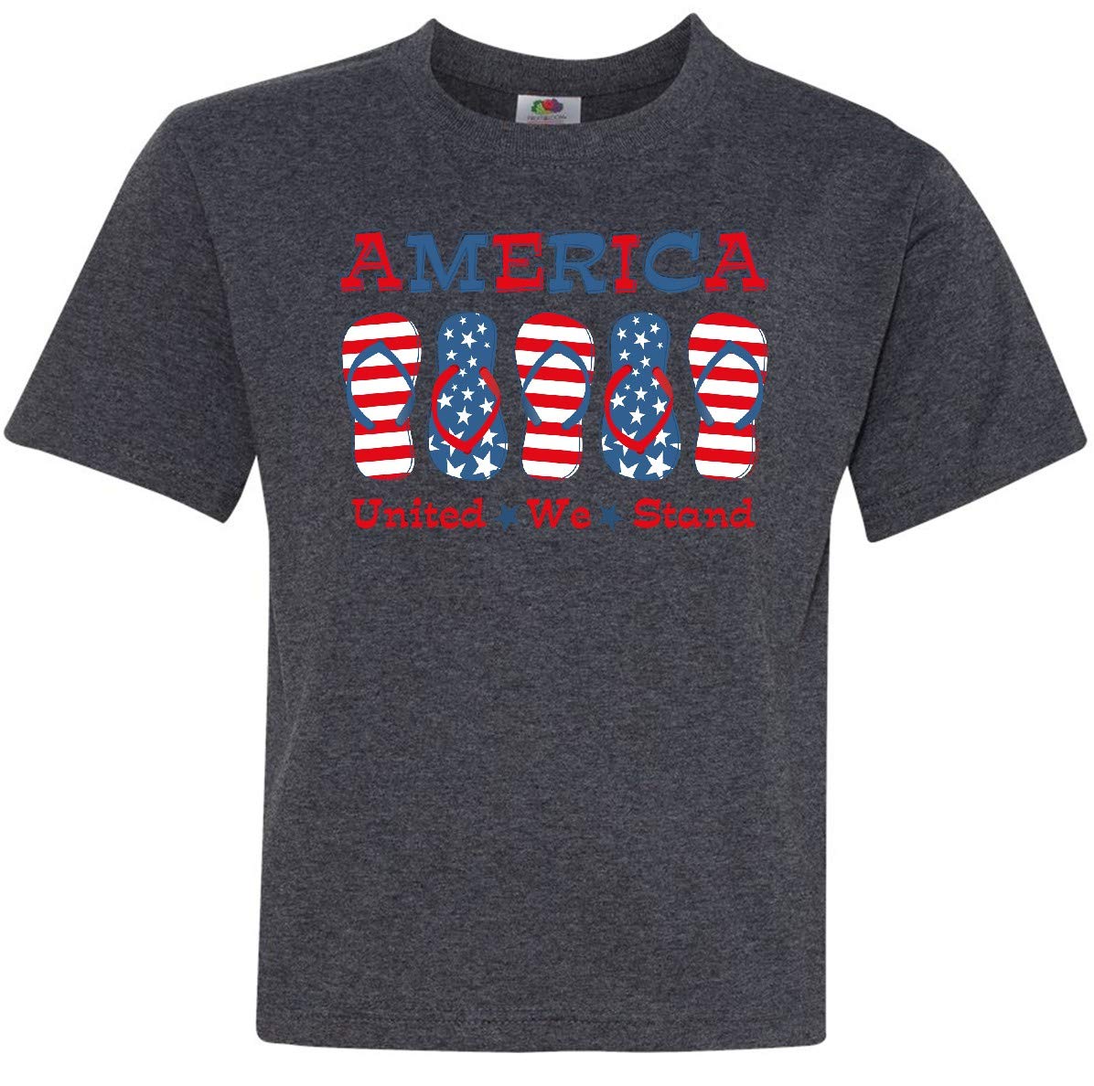 Inktastic Flip Flop America Youth T-Shirt - Patriotic American Flag Design for Kids & Teens | Perfect for Summer Vacations, Beach Trips & 4th of July Celebrations