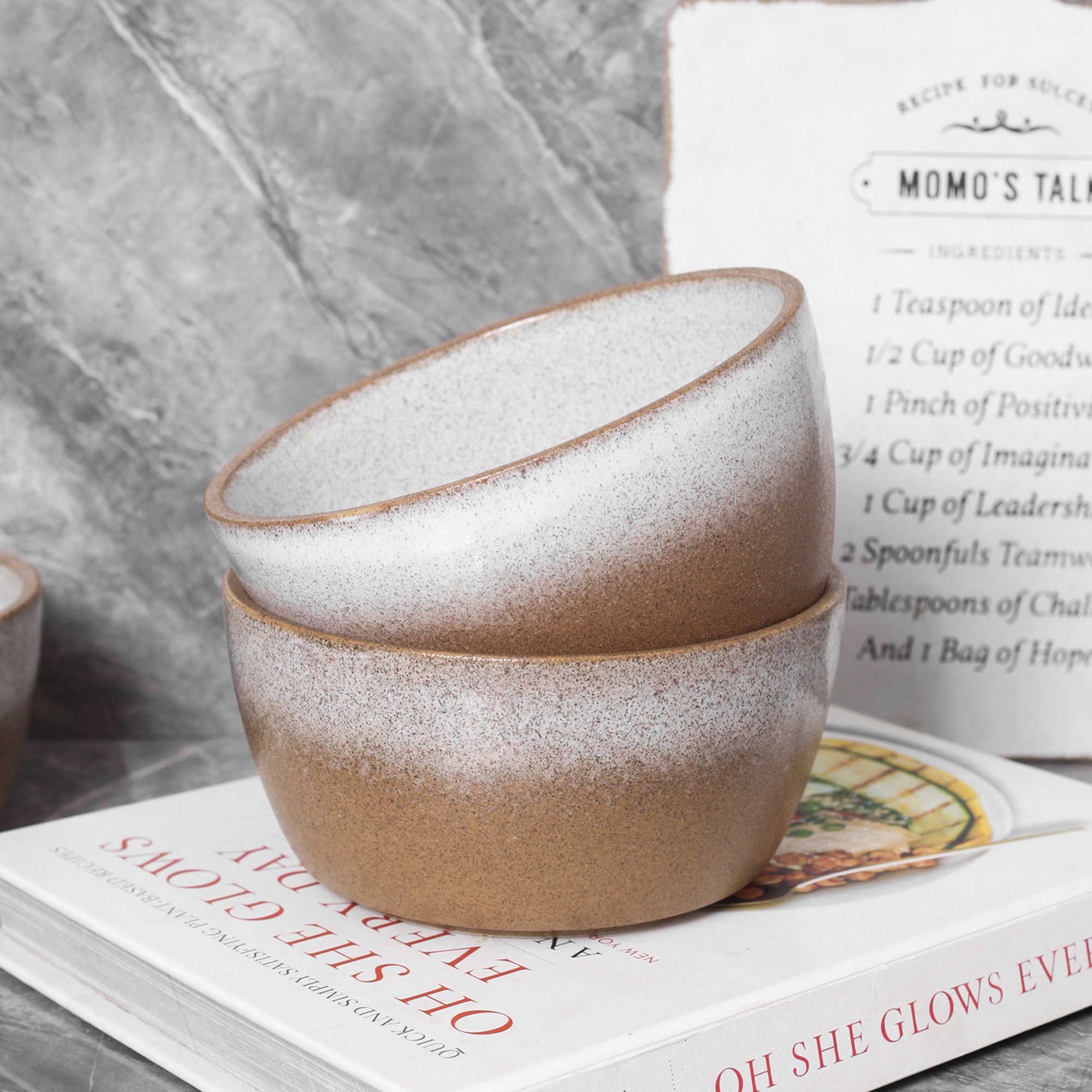 Vince Stoneware Bowl - Brown Ceramic Serving Bowl for Soup, Salad & Pasta | Durable Handcrafted Dinnerware for Home & Restaurant Use