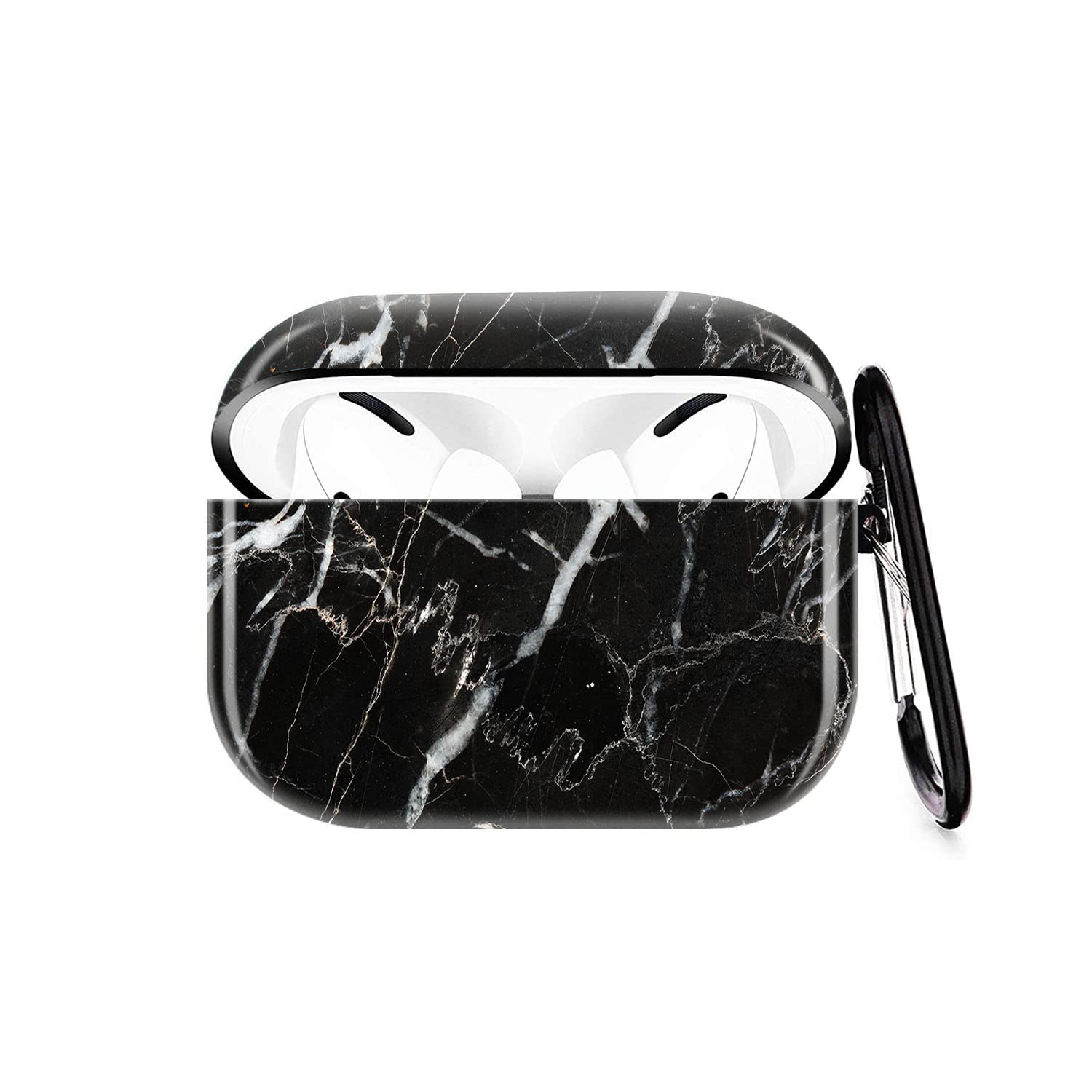 Premium Shockproof Hard Case Cover for Apple AirPods Pro - Marble Pattern Protective TPU Case with Keychain | Perfect for Travel, Workout & Daily Use