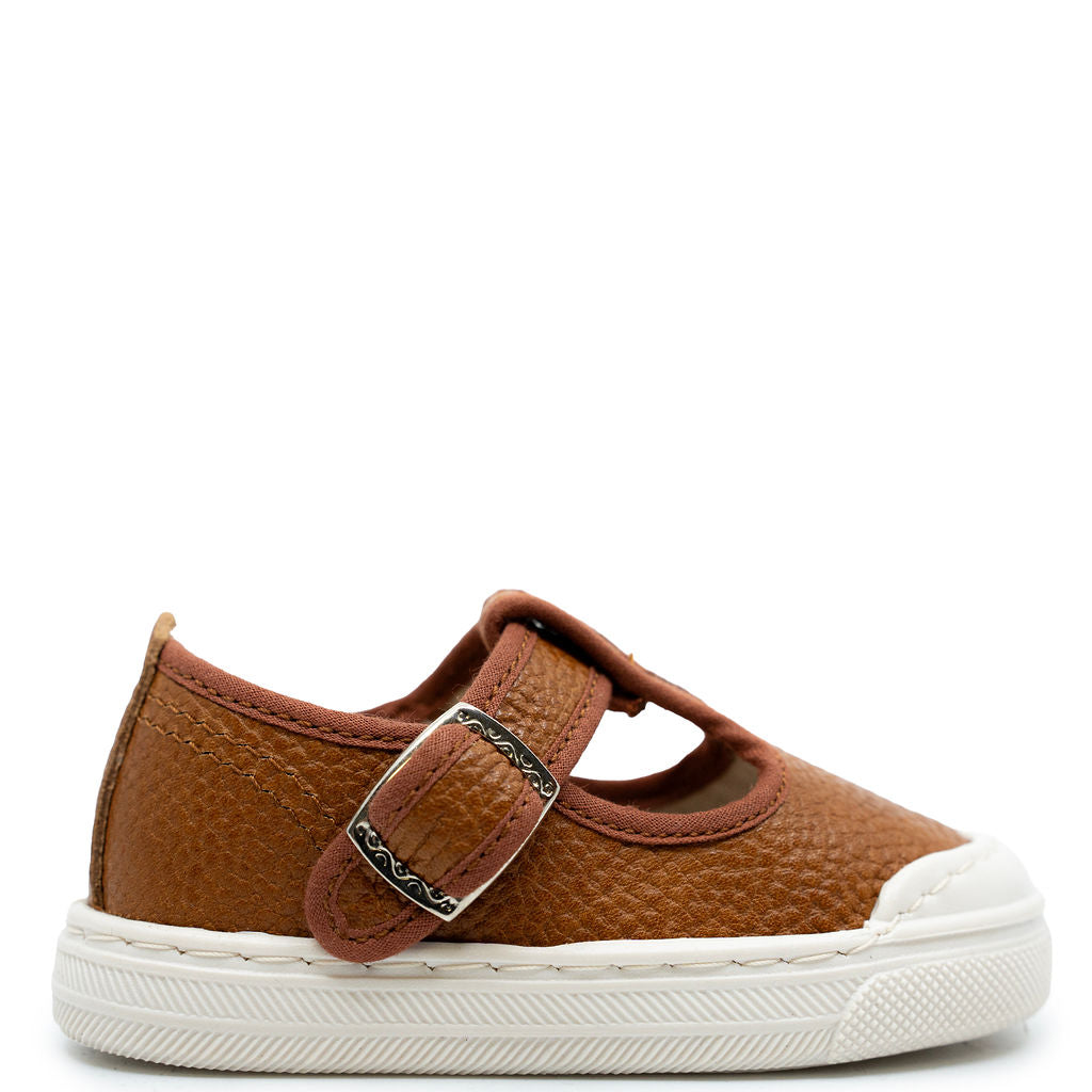 Pepe Cognac Leather T-Strap Baby Shoes – Soft Genuine Leather First Walkers for Boys & Girls – Perfect for Special Occasions, Photography & Everyday Wear