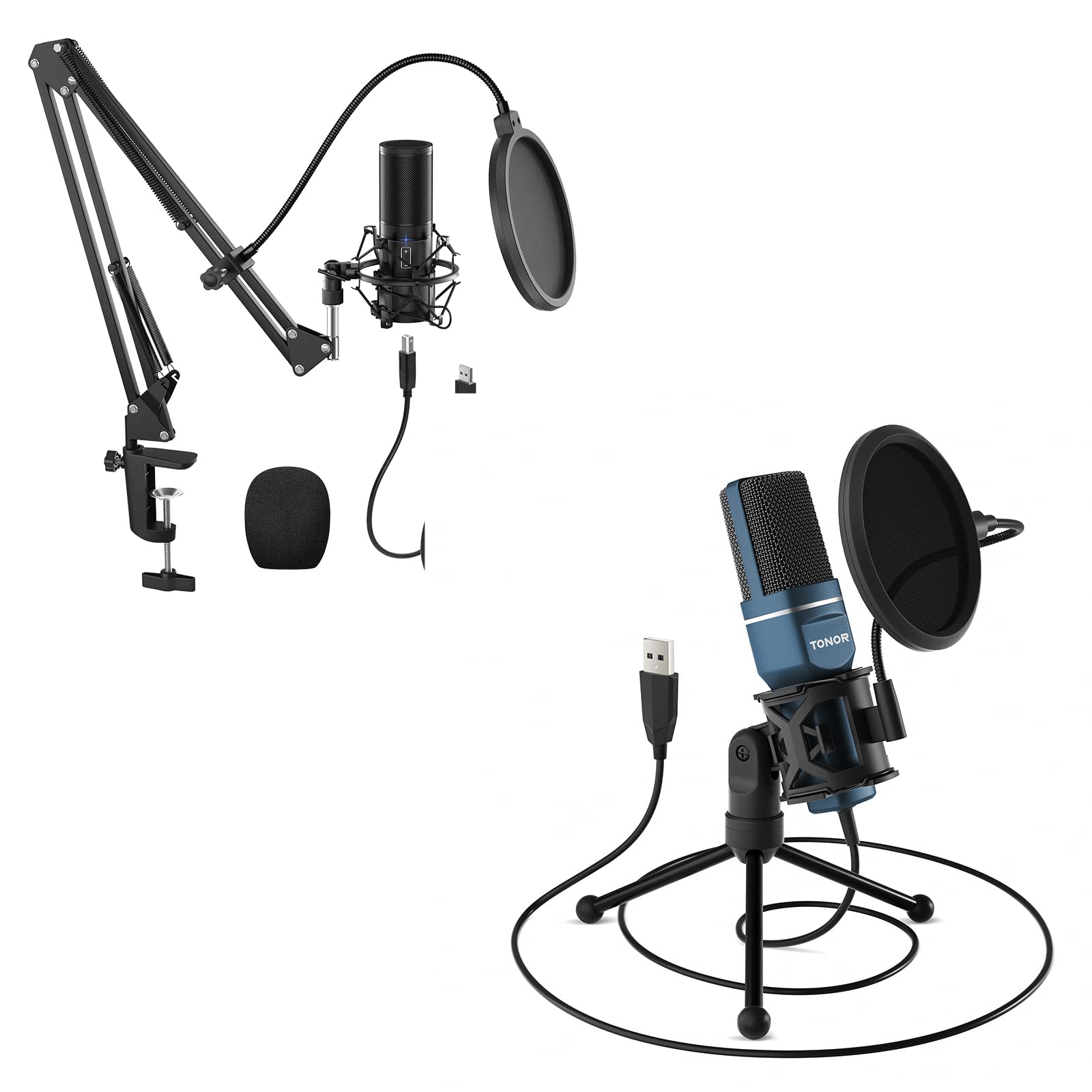 TONOR TC-777 USB Condenser Microphone & Q9 Streaming Mic Kit with Boom Arm - Professional Podcasting, Gaming, Voice Recording & YouTube Studio Setup