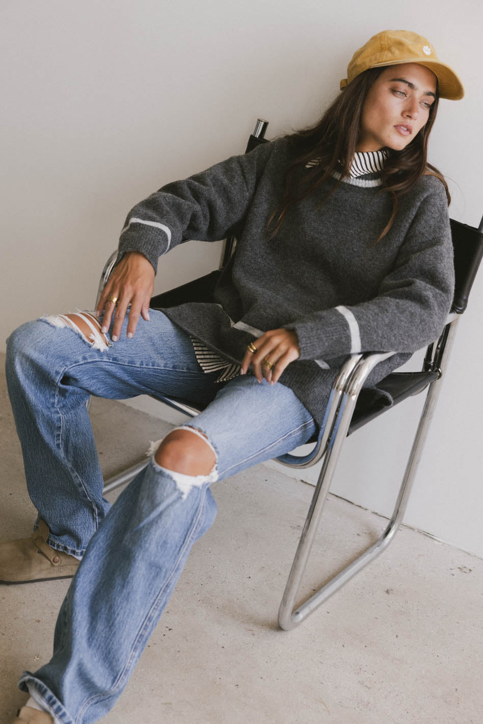 Ashley Knit Sweater Women's Charcoal Gray Pullover | Cozy Winter Casual Wear for Office & Weekend Outings