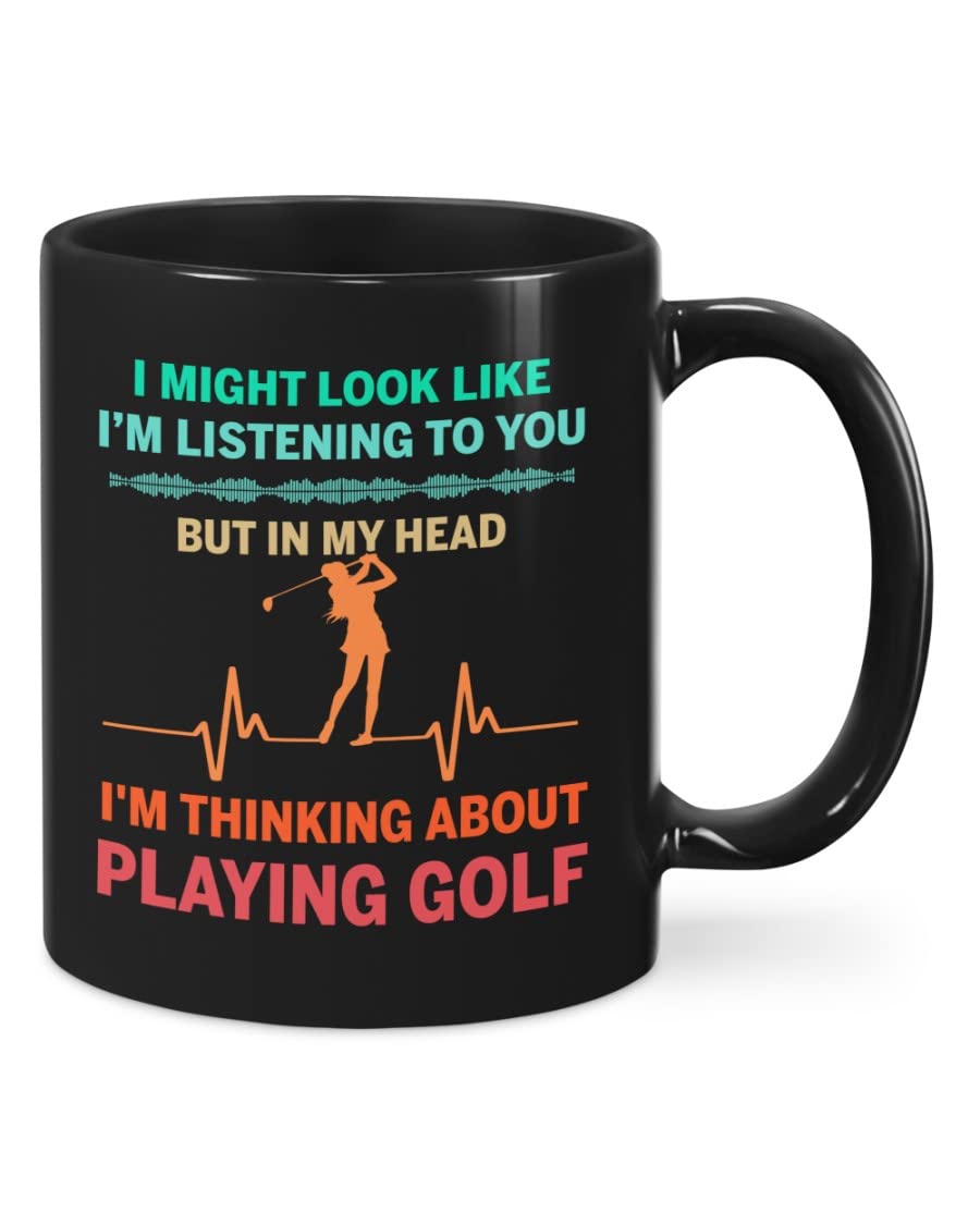 Golf Coffee Mug - 15oz Black Ceramic Tea Cup for Men & Women - Funny Golf Gifts for Birthday, Father's Day - Perfect for Golf Lovers & Office Use
