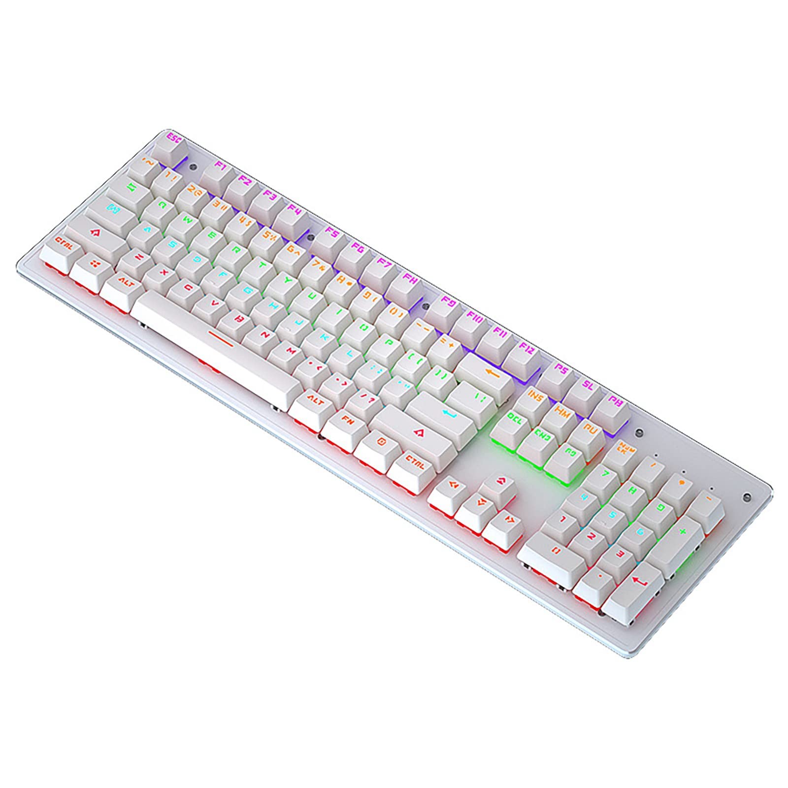 104-Key RGB Backlit Mechanical Gaming Keyboard - Wired USB LED Illuminated Keyboard for PC, Laptop, Desktop Computer - Perfect for Gaming, Typing & Office Work (White, One Size)