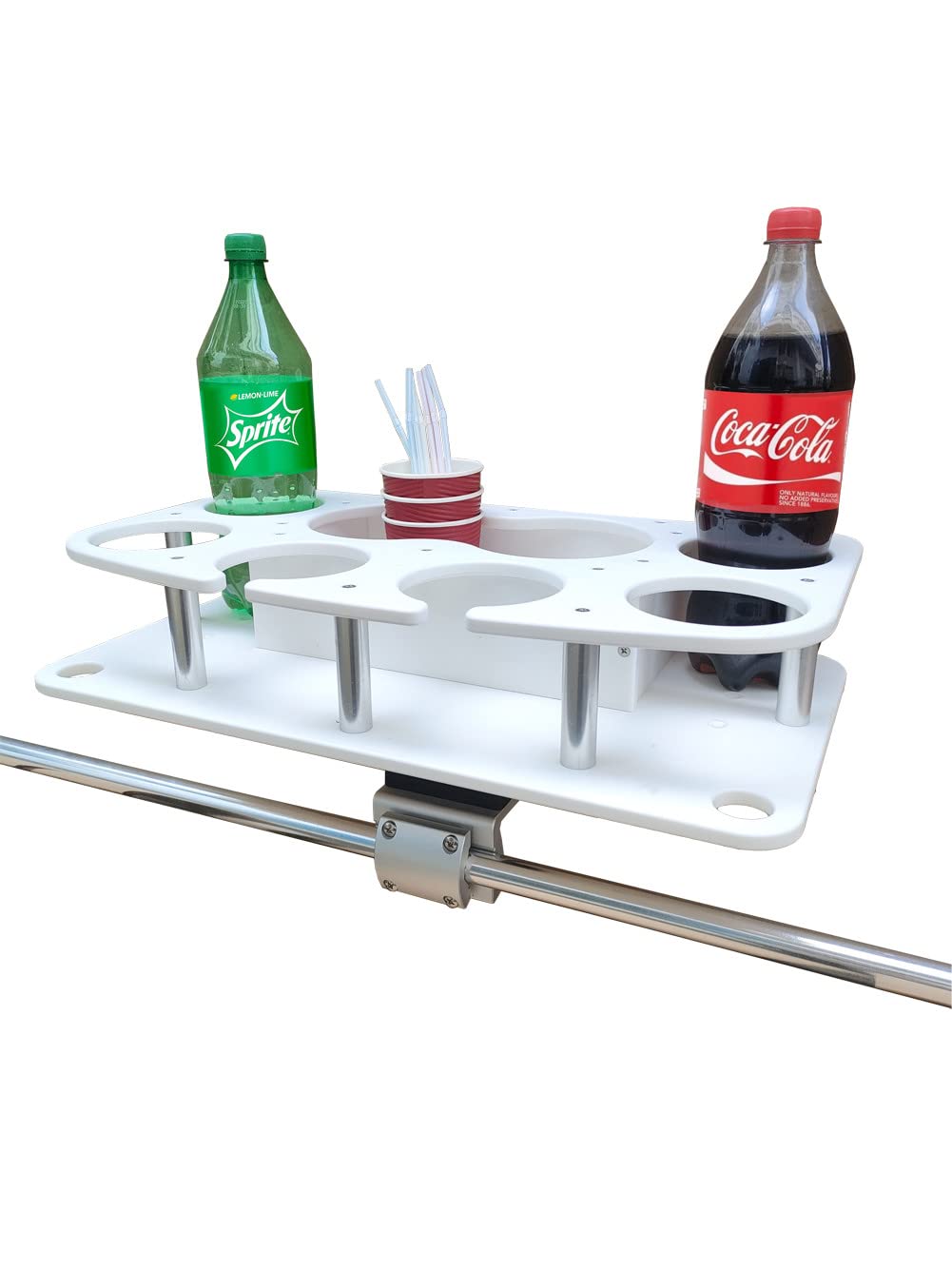 Brocraft Boat Drink Bar - Square Rail & Rail Mount Boat Table Caddy Organizer - Marine Food & Cocktail Holder - Perfect for Boat Parties, Fishing Trips & Water Adventures