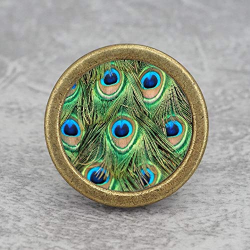 Peacock Feather Cabinet Pulls - Bronze Drawer Handles for Kitchen & Dresser