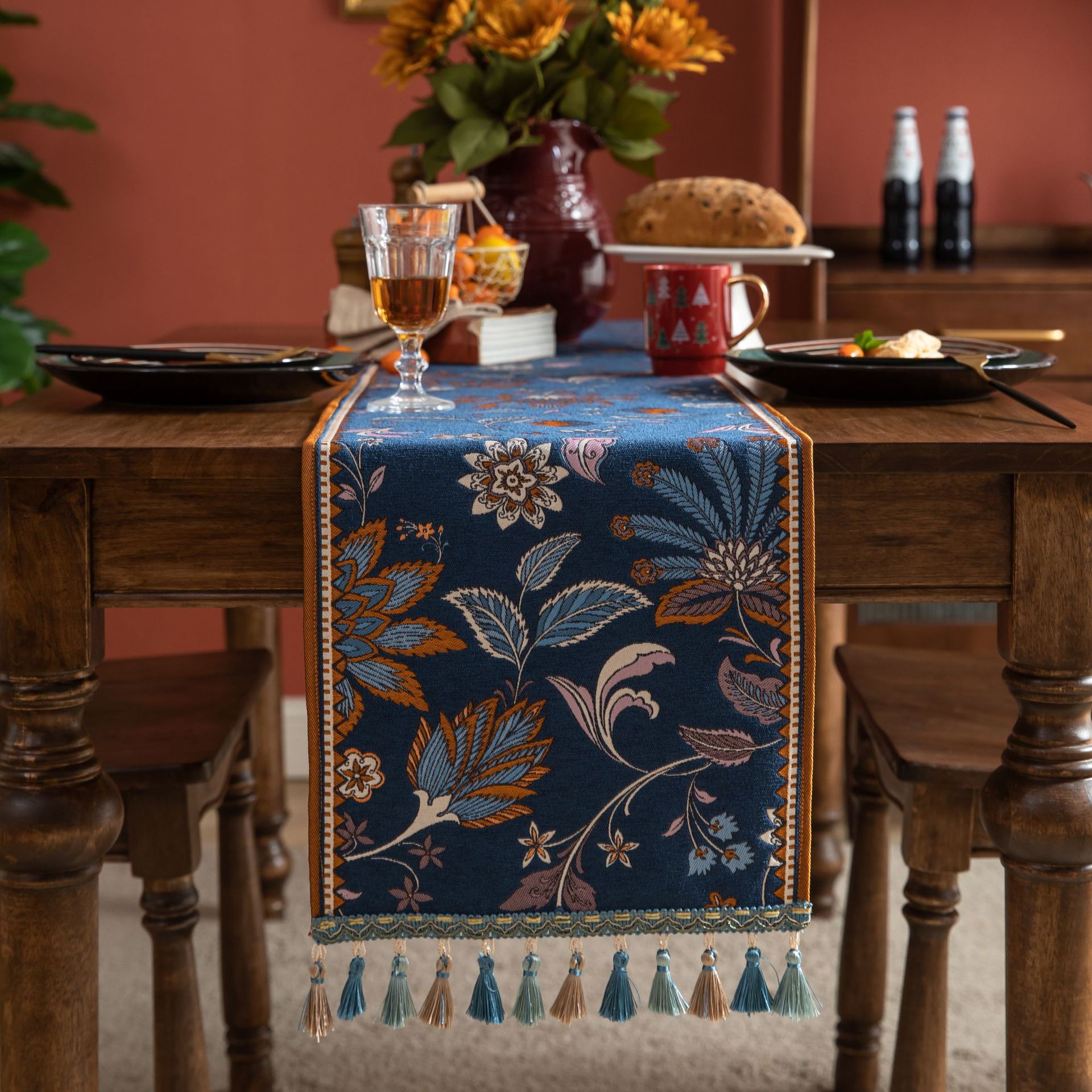 Paityn Floral Print Table Runner - Elegant Decorative Dining Table Cover for Weddings, Parties & Home Decor