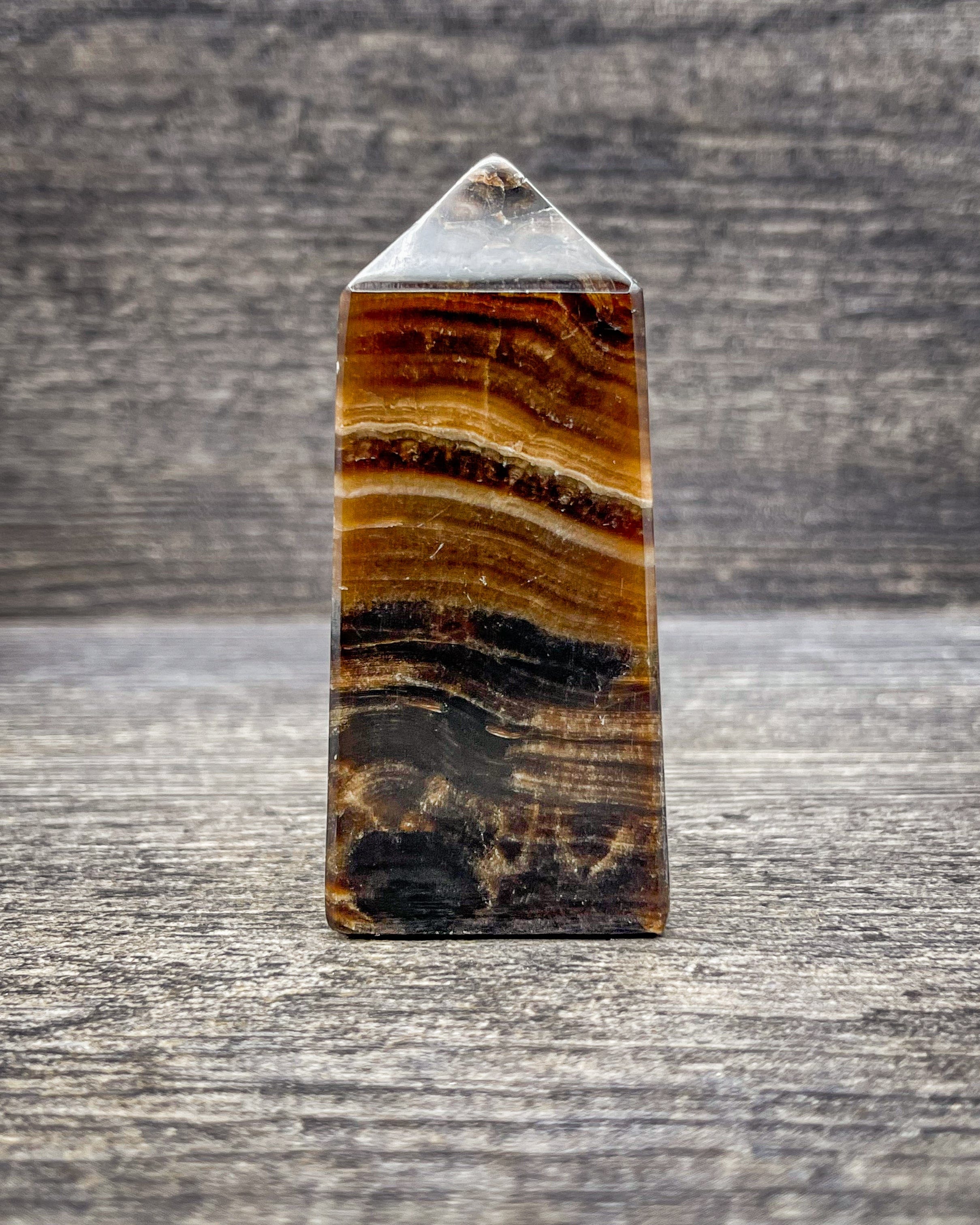 Natural Brown Onyx Crystal Tower Carving - 158g Healing Stone for Meditation, Reiki, and Home Decor