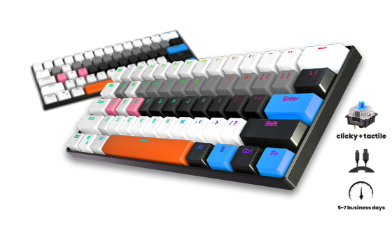 Crunchy Roll T1 Pro 60% Compact Mechanical Gaming Keyboard - RGB Backlit, Hot-Swappable Switches for PC, Mac, PS5 - Perfect for Esports, Office Work & Small Desk Setup