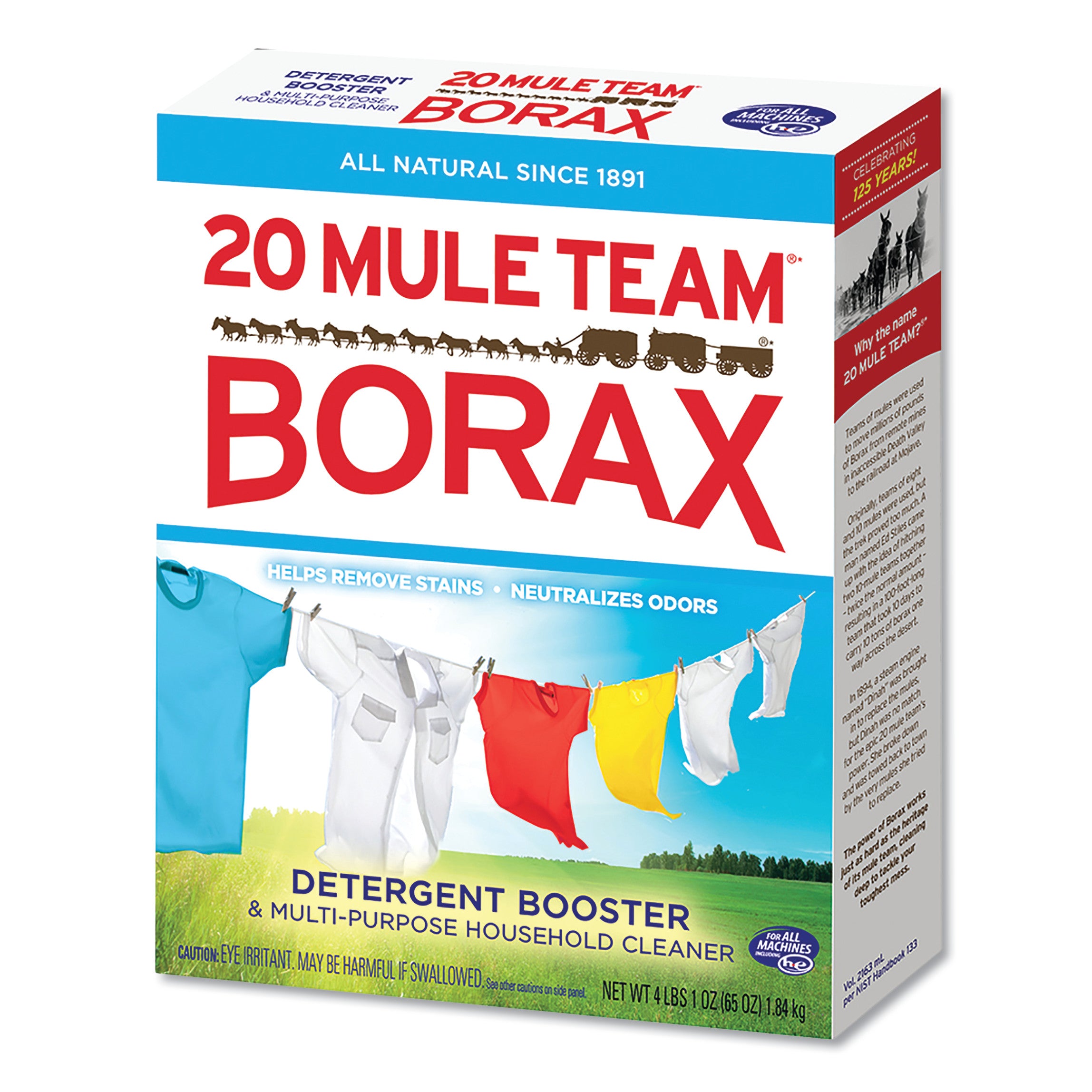 20 Mule Team Borax Laundry Booster Powder - 4 Lb Box | Natural Detergent Enhancer & Multi-Purpose Cleaner for Laundry, Household Cleaning & DIY Projects