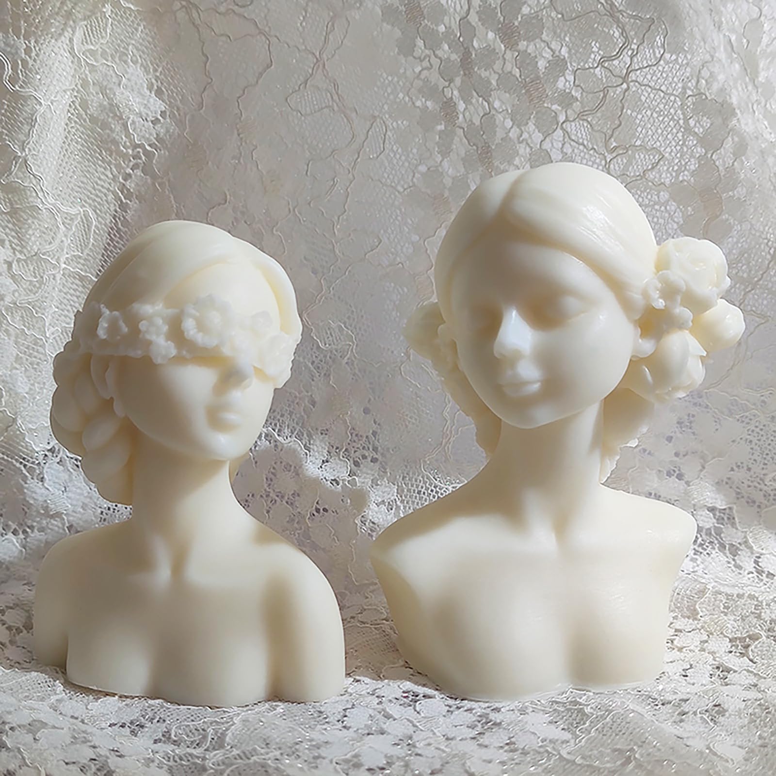 2 Pack Silicone Candle Molds - Braid Girl, Body, Ghost, Skull 3D Candle Making Molds for Resin, Cake, Clay Crafts - DIY Halloween, Home Decor, Party Supplies