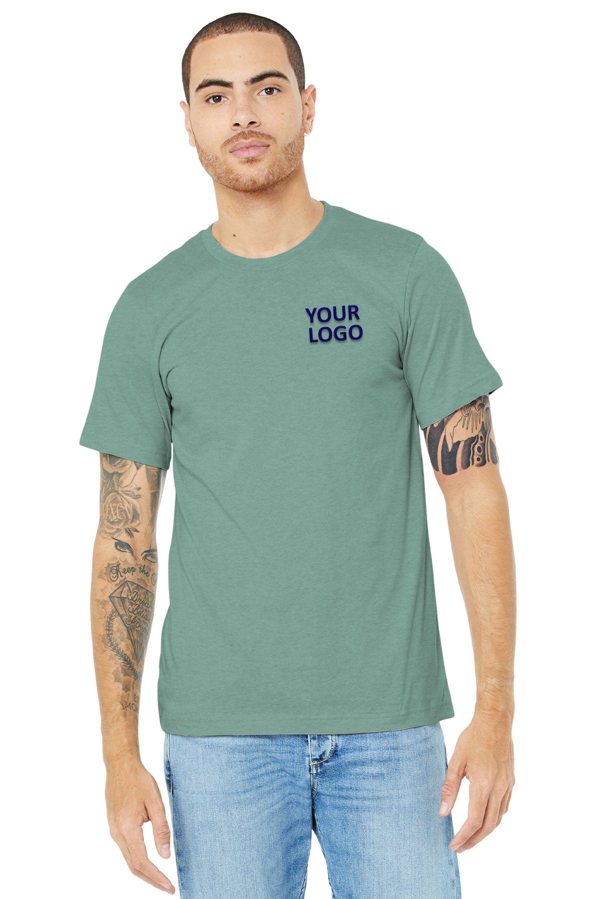 Bella Canvas Unisex Jersey Short Sleeve T-Shirt - Soft Cotton Crewneck Tee in Heather Dusty Blue - Perfect for Casual Wear, Layering & Everyday Outfits