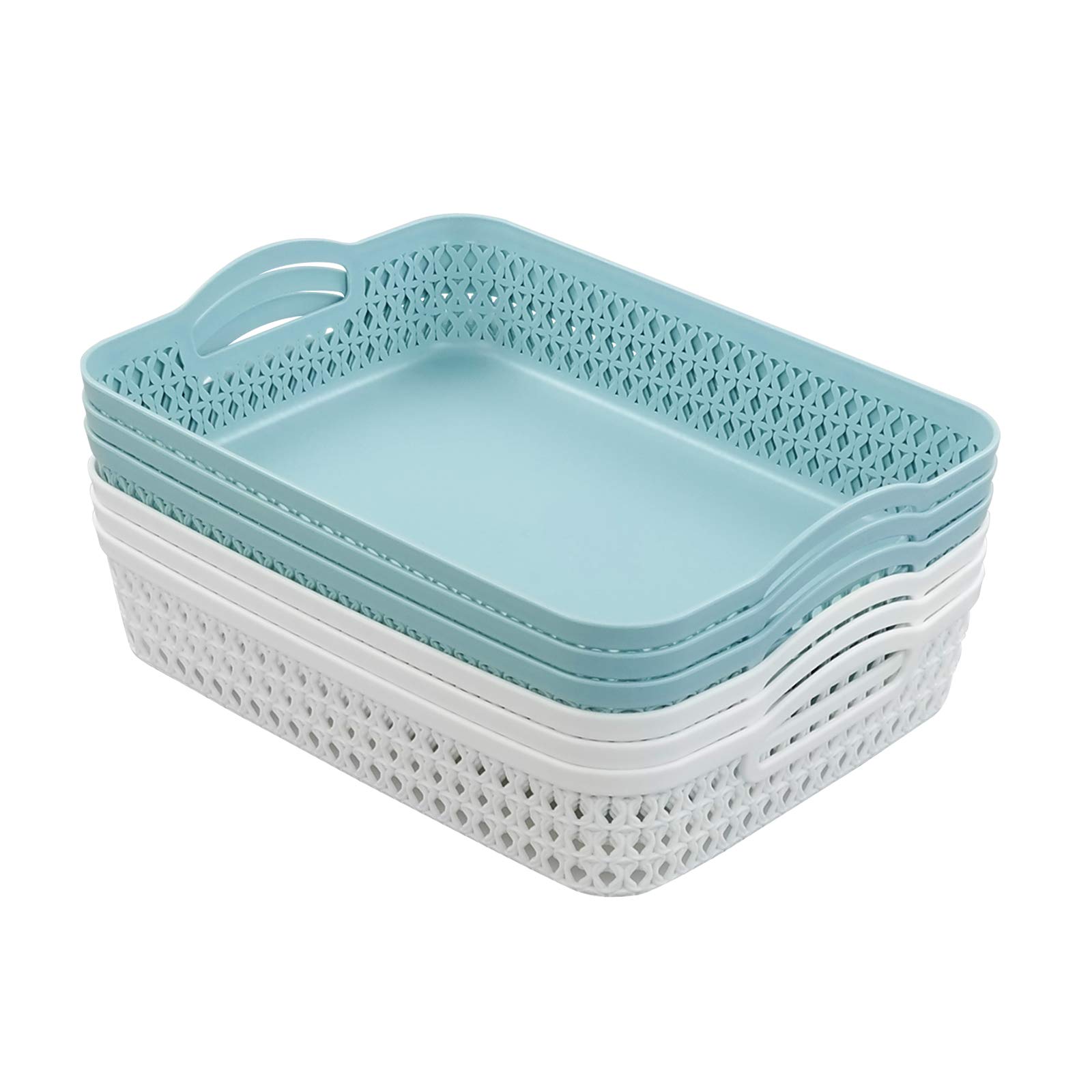 Plastic Weave Baskets - 6-Pack A4 Paper Organizer for Office & Home Storage