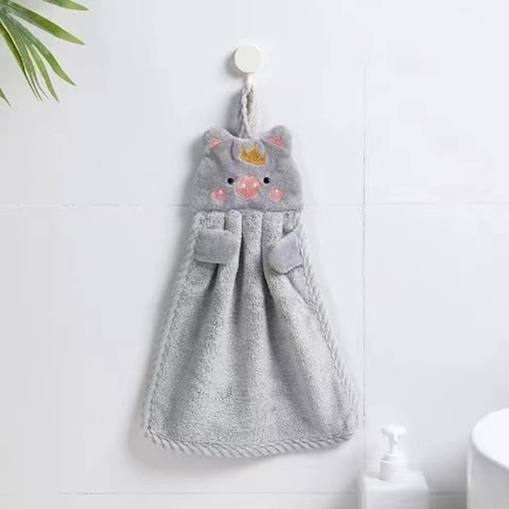 Eyomii Cute Animal Hanging Hand Towel - Soft, Absorbent & Quick-Dry Bathroom Towel with Loop for Kitchen, Bath, Kids Room - Cartoon Design for Home Decor & Gifts