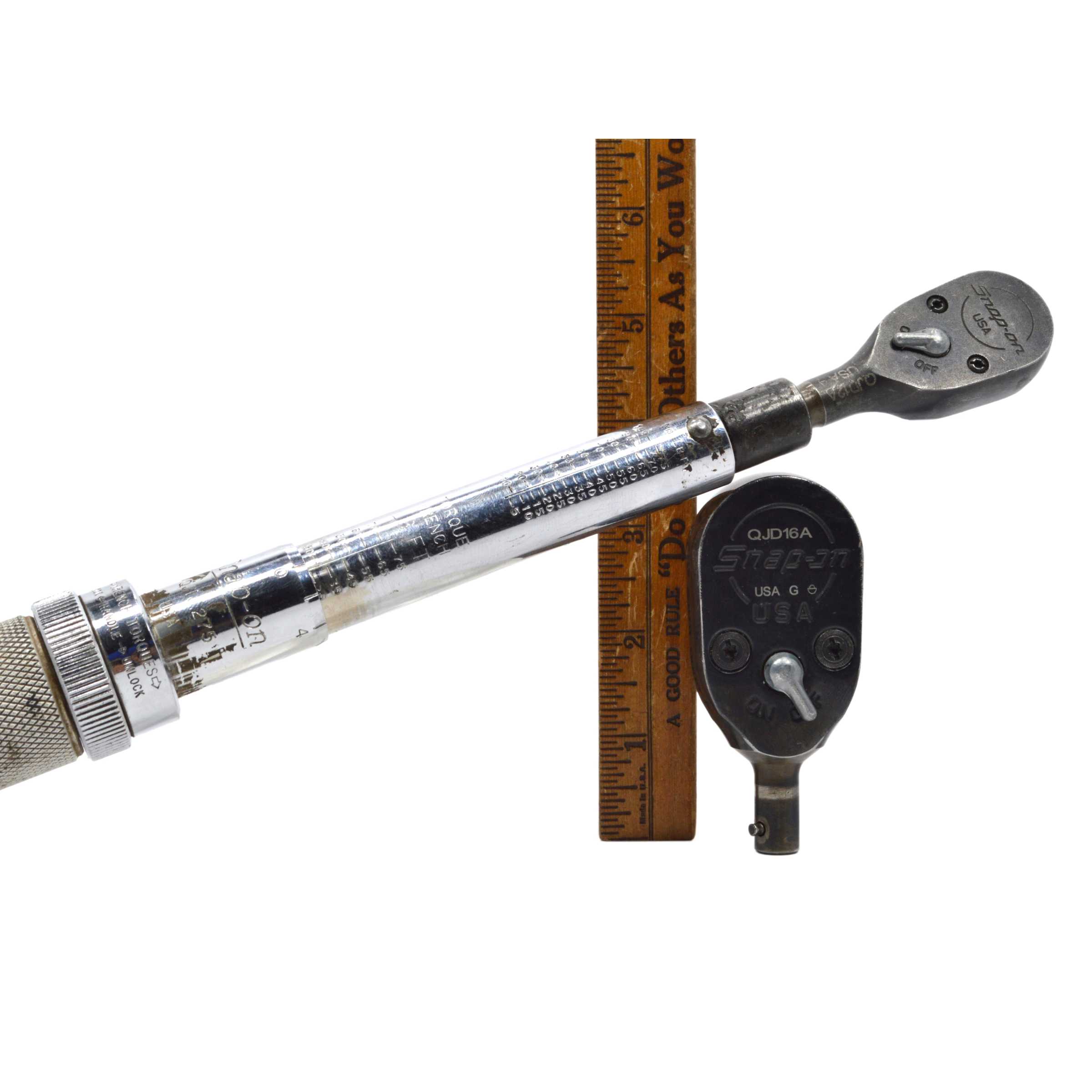 Snap-On Interchangeable Head Ratchet Torque Wrench Set #QJIJ275 with QJD16A & QJD12A - Professional Automotive & DIY Tool Kit for Precise Fastening