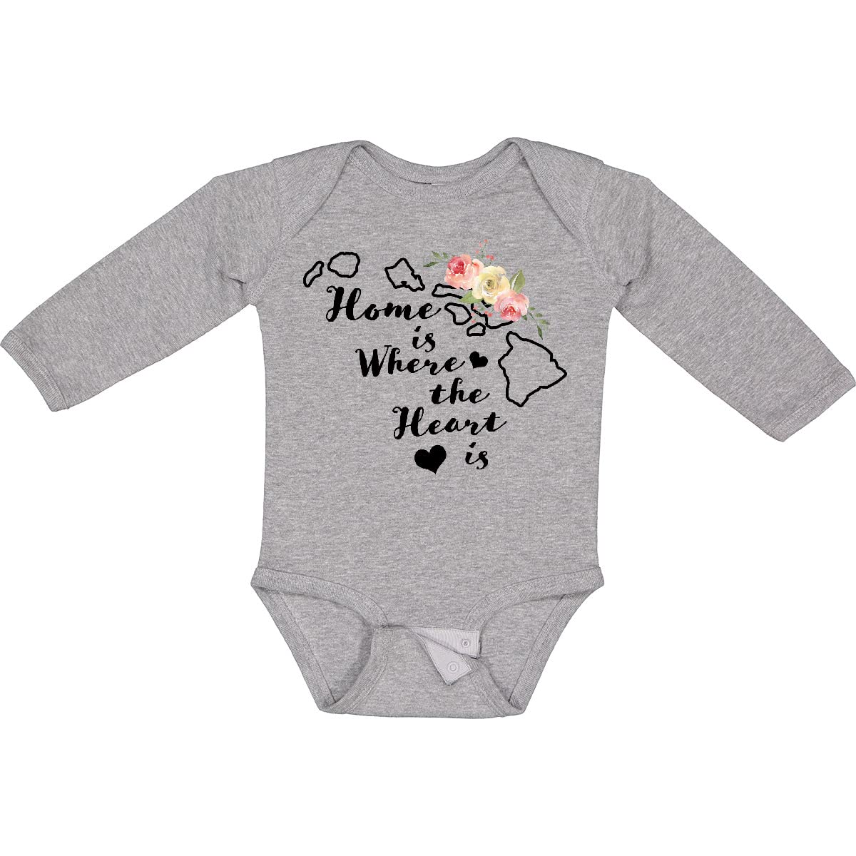 Inktastic Hawaii Home is Where The Heart is Watercolor Long Sleeve Baby Bodysuit - Perfect for Family Photos, Beach Vacations & Hawaiian-Themed Parties