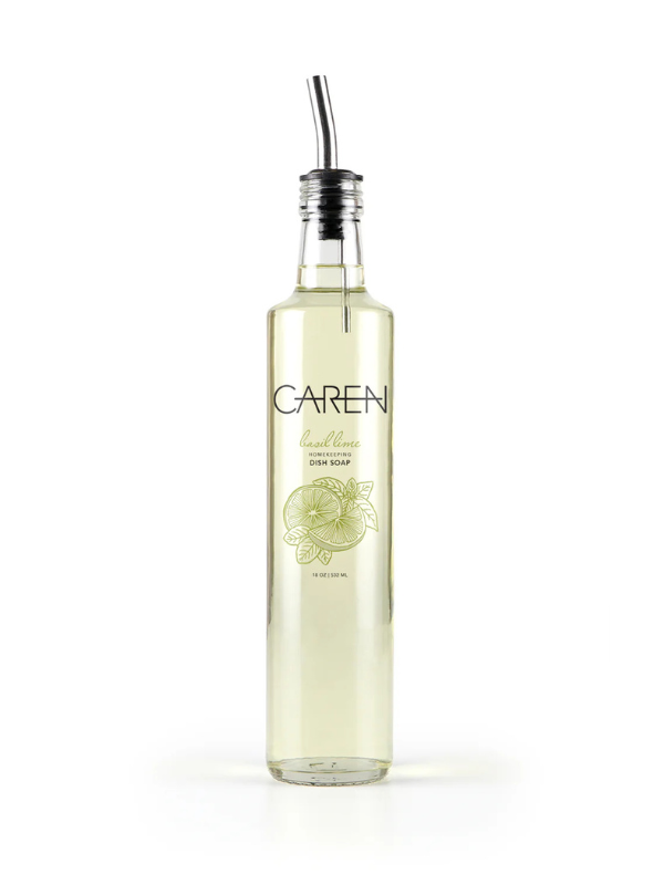 Organic Basil Lime Dish Soap - Natural Plant-Based Formula for Grease Cutting & Gentle Hand Cleansing | Perfect for Kitchen, Camping & RV Use