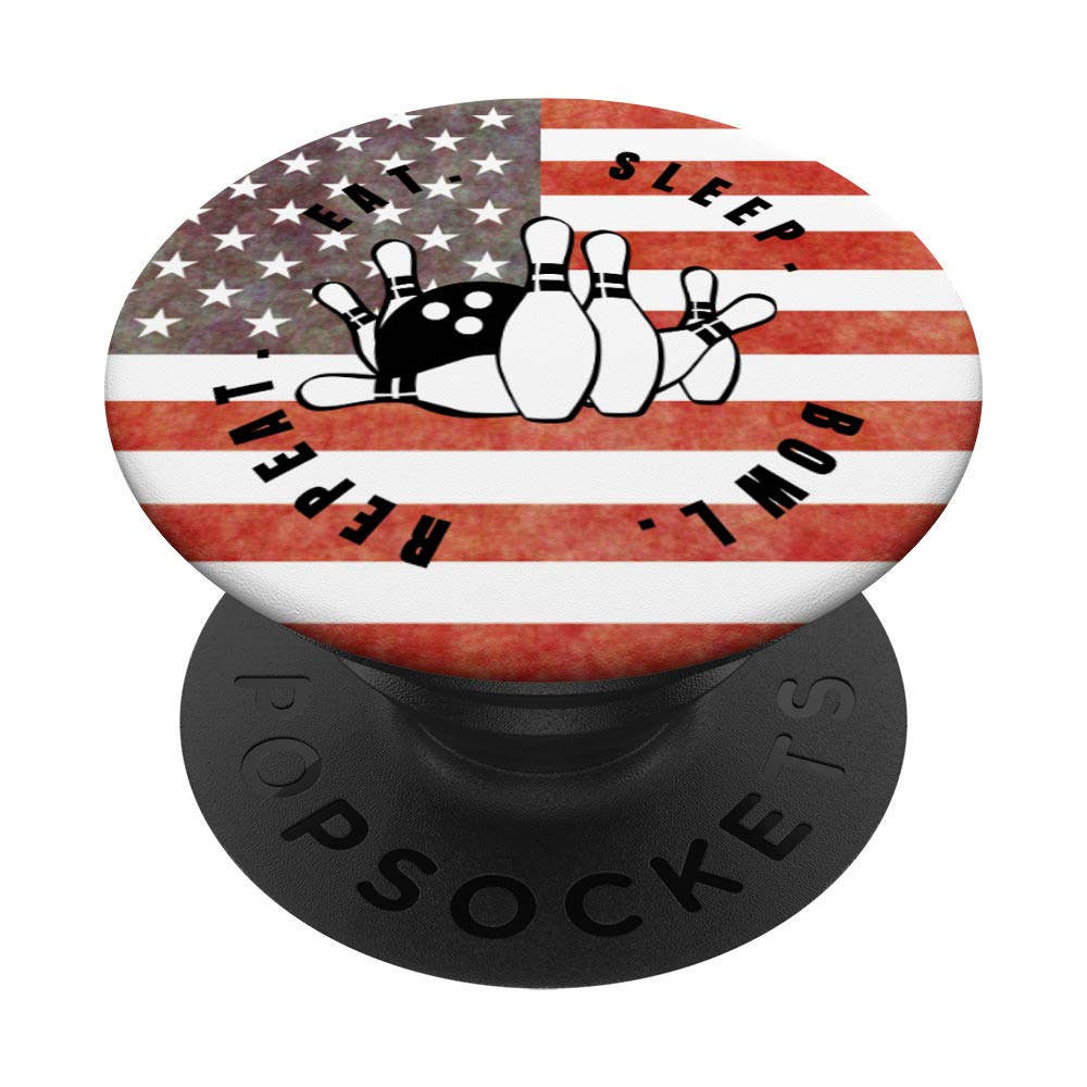 Bowling PopGrip - Swappable Phone Grip with American Flag Design for Sports Fans