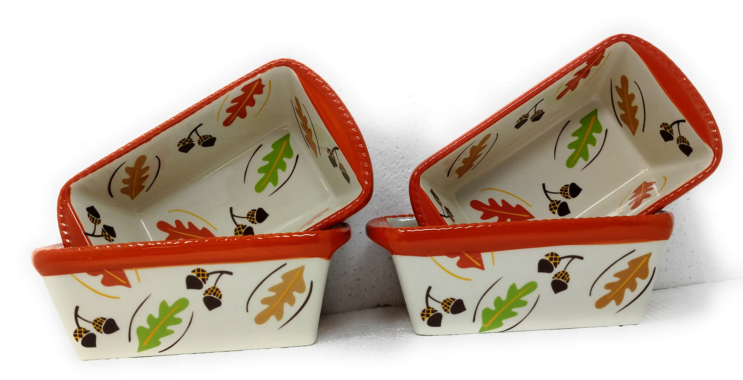 Temp-tations Old World Harvest Mini Loaf Pans Set of 4 - 12oz Single Serving Baking Dishes for Bread & Desserts - Perfect for Holiday Baking, Meal Prep & Gift Giving (No Plastic Covers)