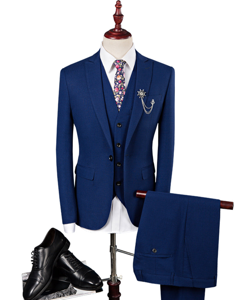 3-Piece Blue Wedding Suit for Men - Formal Prom Tuxedo Set with Jacket, Vest & Pants | Perfect for Weddings, Proms & Black Tie Events