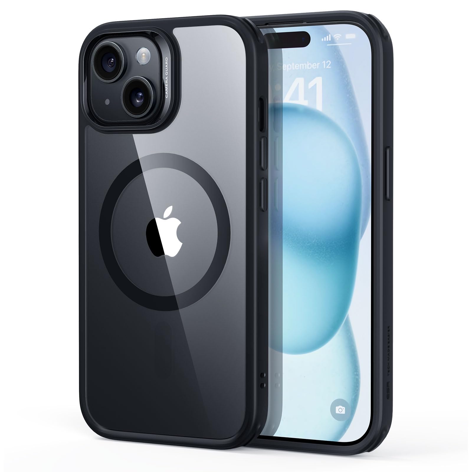 ESR Magnetic Phone Case for iPhone 15 - Military-Grade Protection, MagSafe Compatible, Anti-Yellowing & Scratch-Resistant Clear Black Cover | Perfect for Daily Use, Travel & Wireless Charging