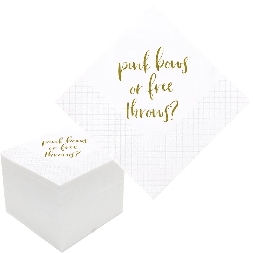 Geloar 100-Pack Gender Reveal Party Napkins - 5x5 Inch 2-Ply Disposable Cocktail Napkins with Gold Pink Bows or Free Throws for Baby Shower, Gender Reveal Party Decorations - Perfect for Baby Welcome Parties, Bridal Showers & Special Celebrations