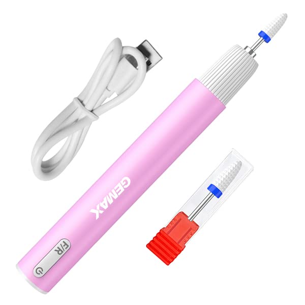 Professional Electric Nail Drill & Filer Machine - Cordless Portable Manicure Pedicure Kit with 6 Bits (Pink) for Home Salon, Nail Art & DIY Nail Care