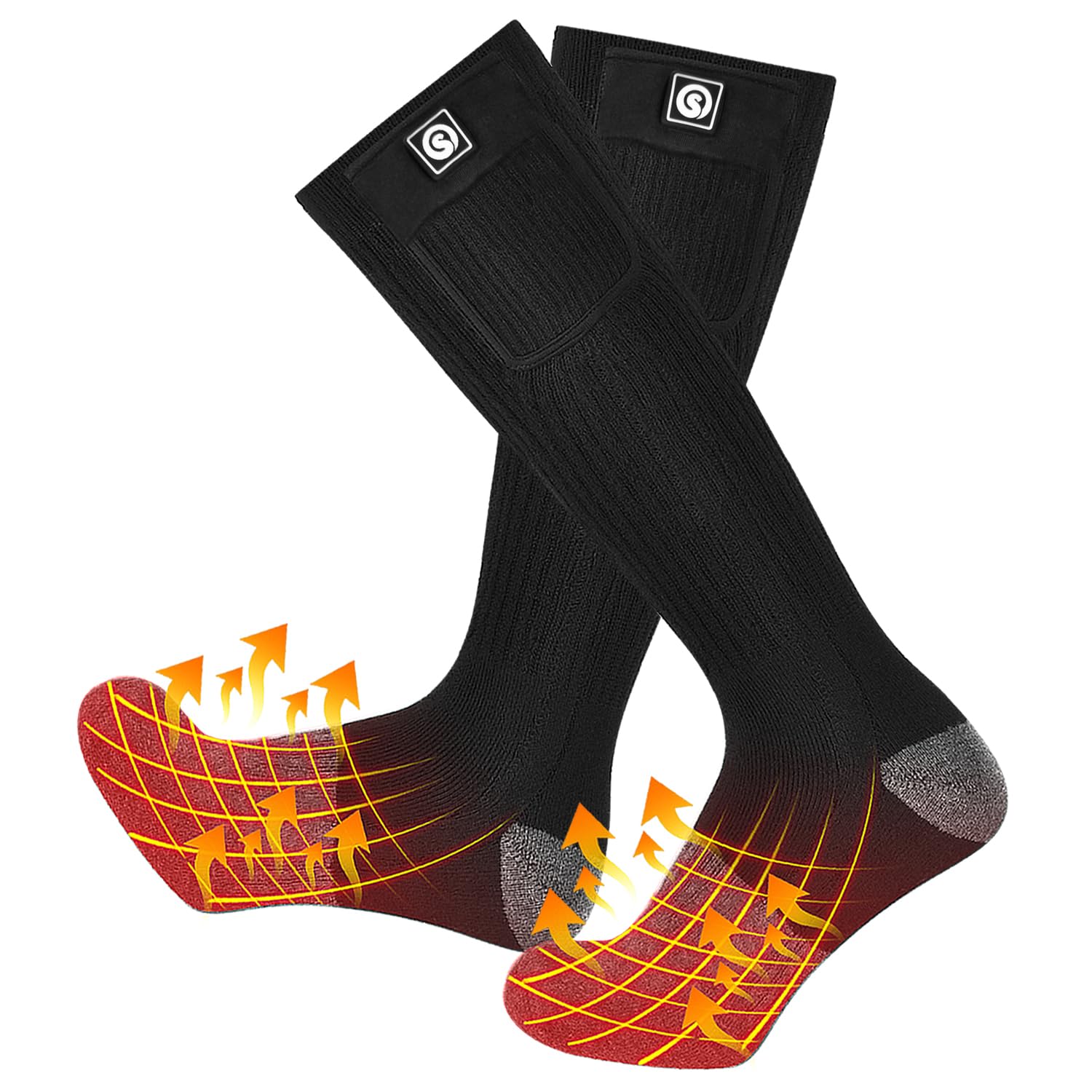 SNOW DEER Heated Socks - Rechargeable 7.4V Battery Electric Warm Socks for Men & Women - Winter Thermal Socks for Hunting, Fishing, Camping, Hiking & Skiing - Perfect for Outdoor Adventures in Cold Weather