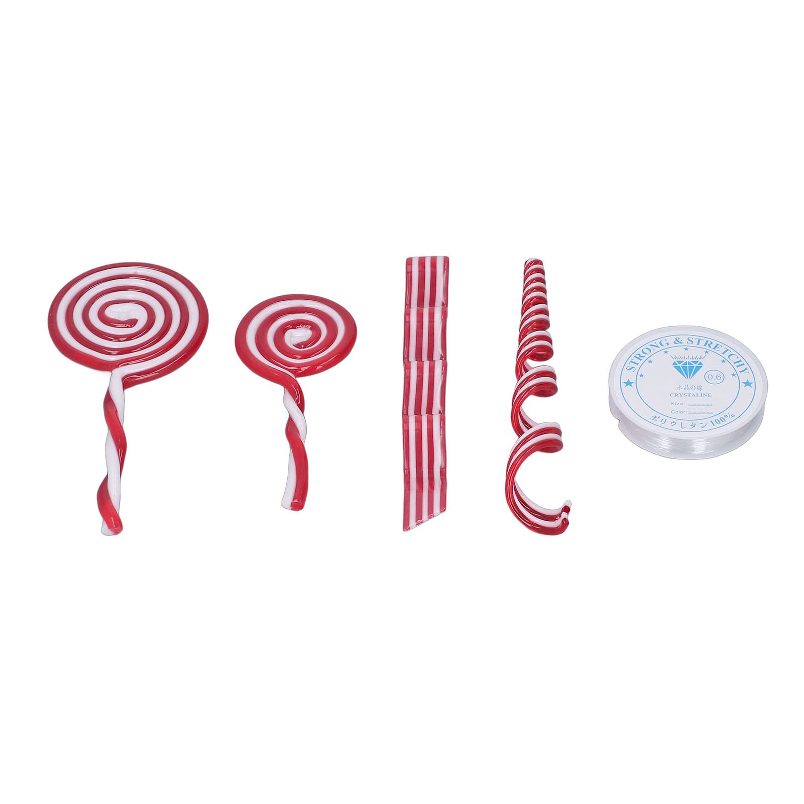 5Pcs Christmas Candy Cane Lollipop Ornaments - Plastic Xmas Tree Decorations with Hanging Hooks for Holiday Party, Home, Office & Gift Giving