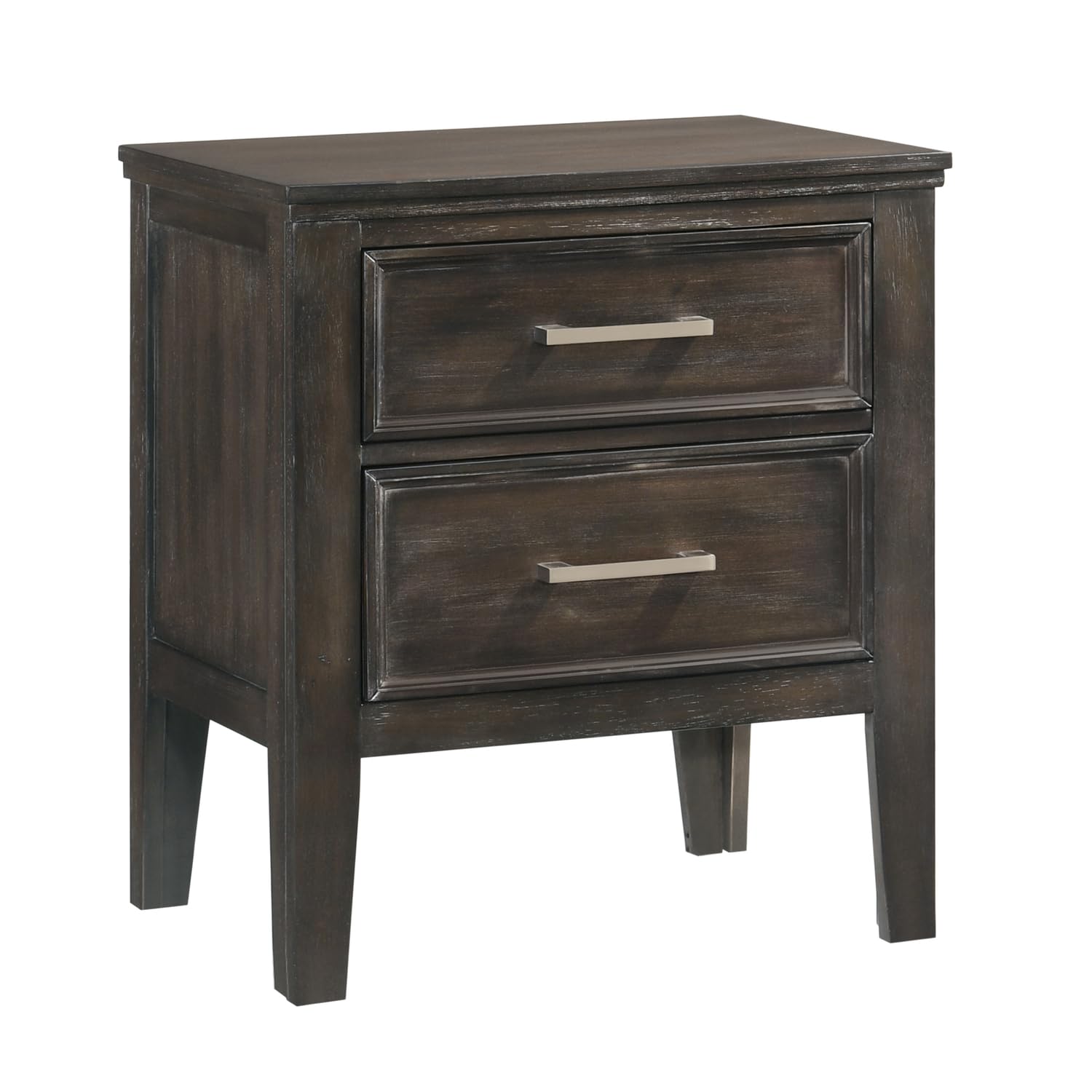 Andover Wood 2-Drawer Nightstand in Nutmeg - Classic Bedroom Furniture for Small Spaces, Bedside Storage Solution, Modern Home Decor