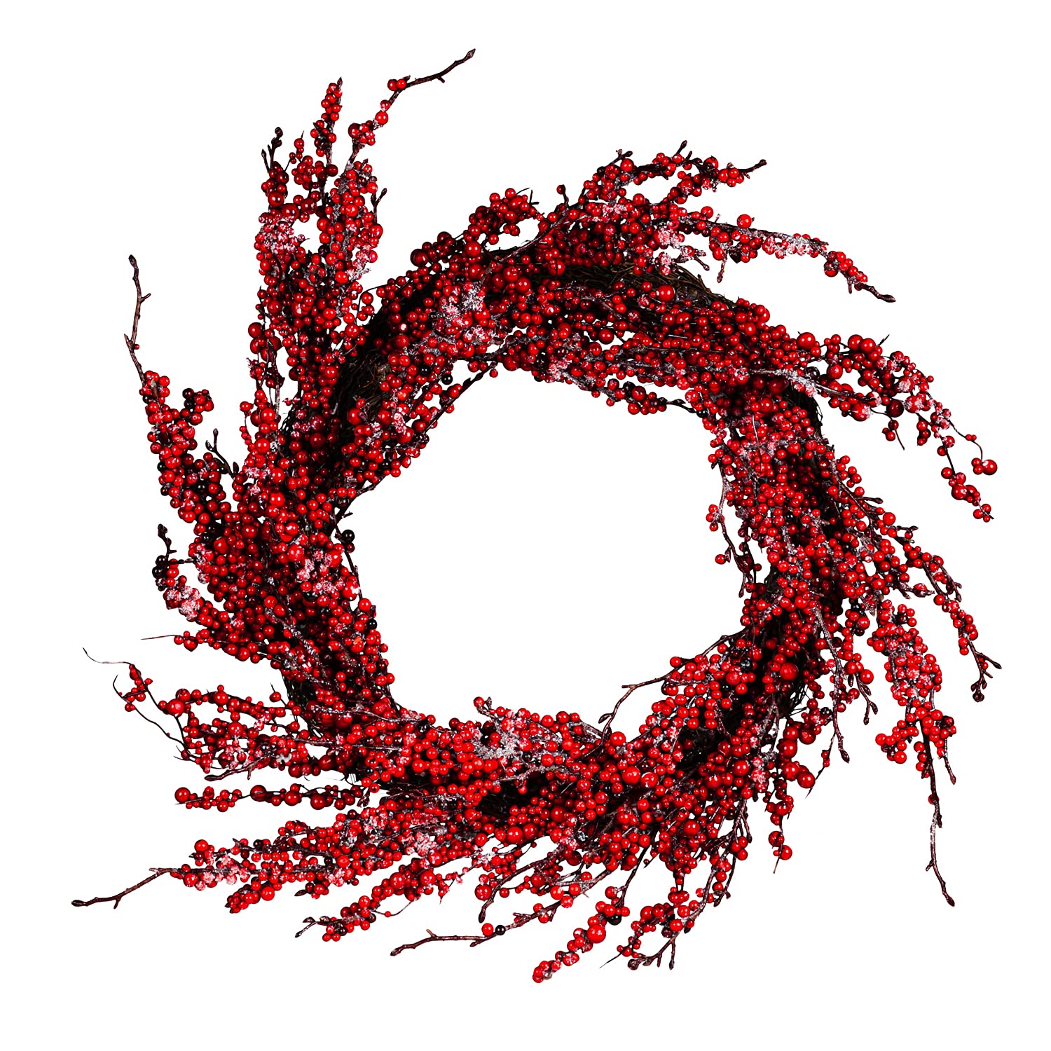 Cypress Home 30 Inch Red Berry Wreath - Christmas Holiday Front Door Decor, Festive Seasonal Home Decoration for Mantel, Fireplace & Wall