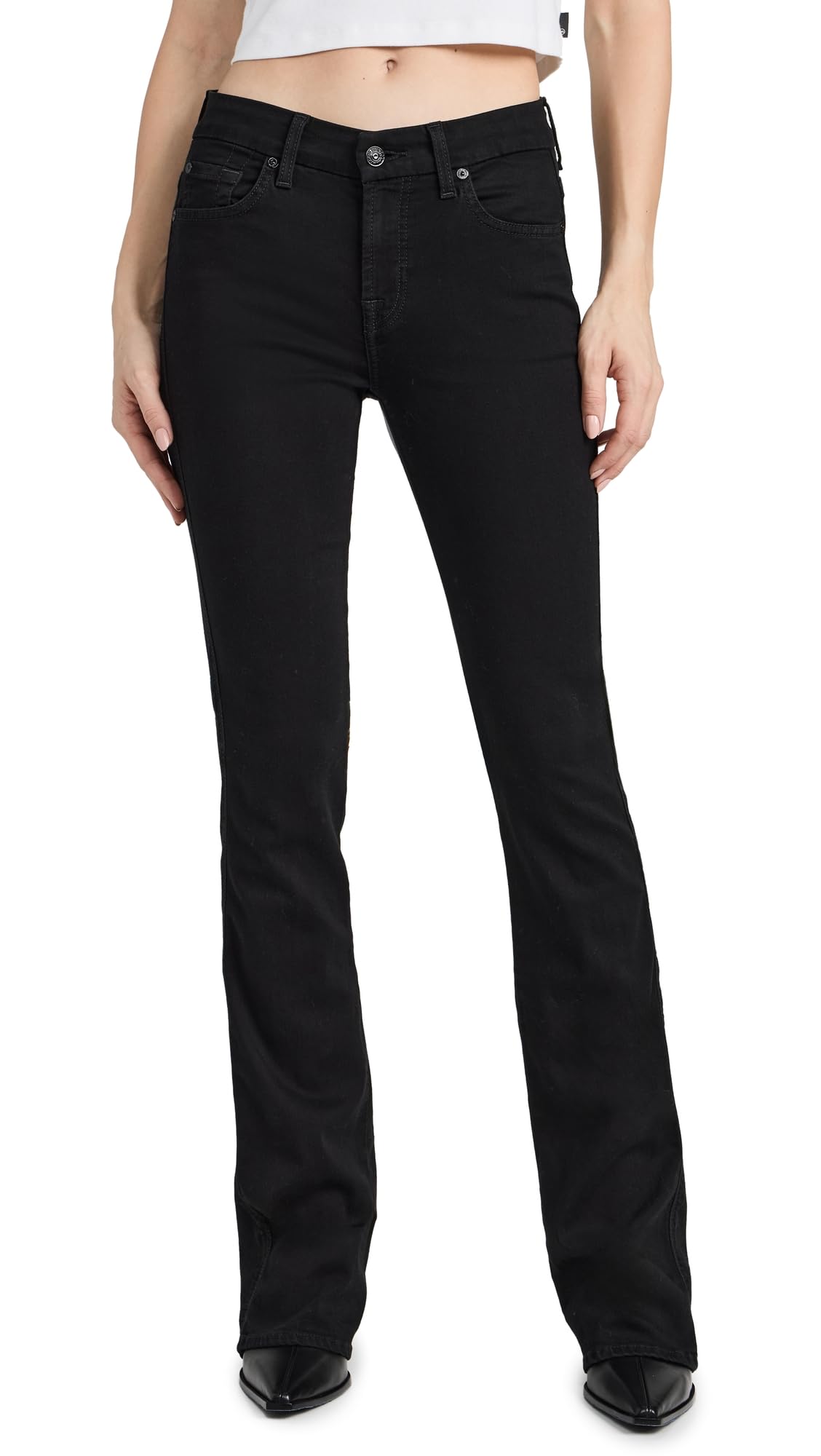 7 For All Mankind Women's Kimmie Bootcut Jeans - Stretch Denim Pants for Casual & Office Wear | Comfortable Mid-Rise Fit | Perfect for Everyday Style & Night Out