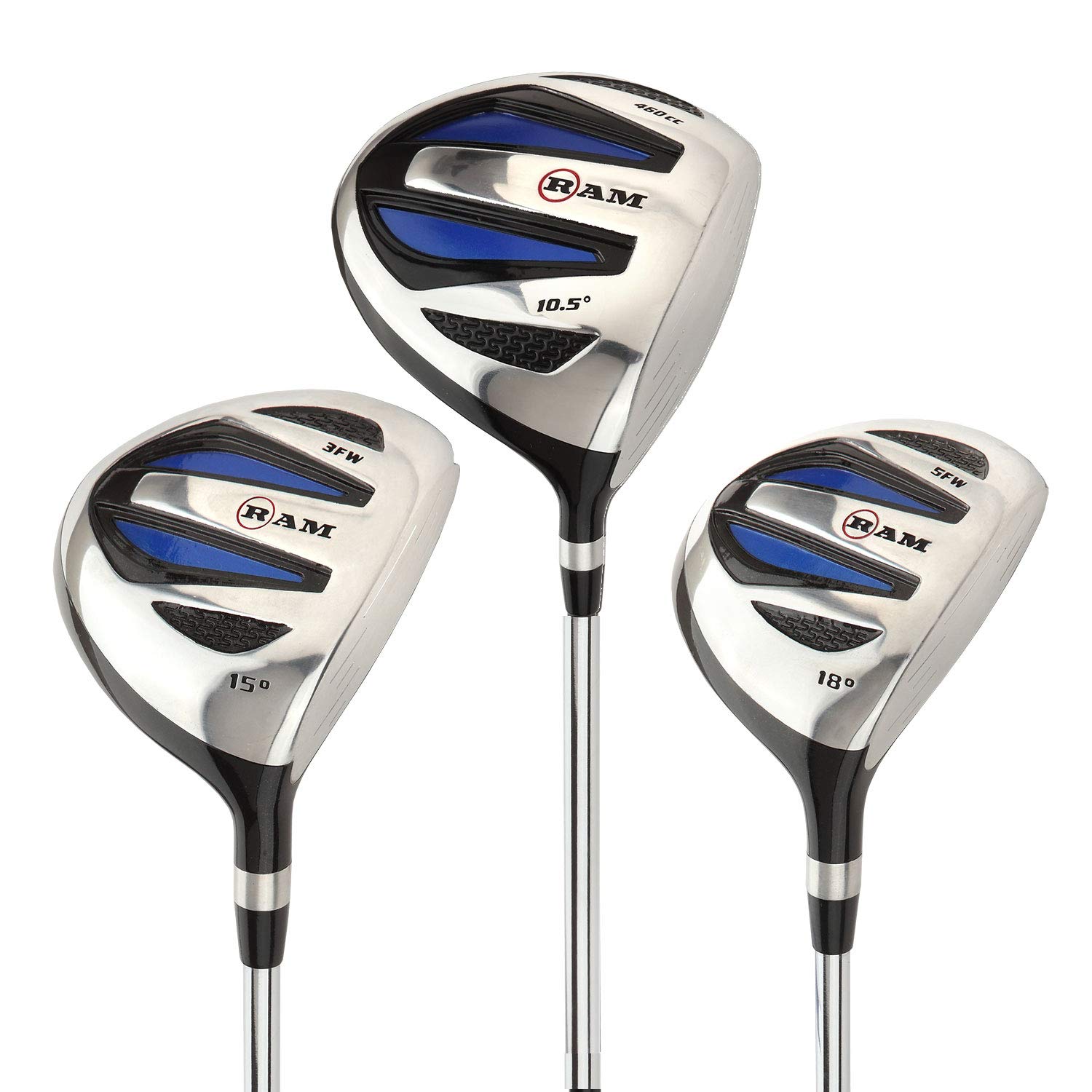 Ram Golf EZ3 Men's Wood Set - Driver, 3 & 5 Wood with Headcovers - Perfect for Driving Range & Course Play