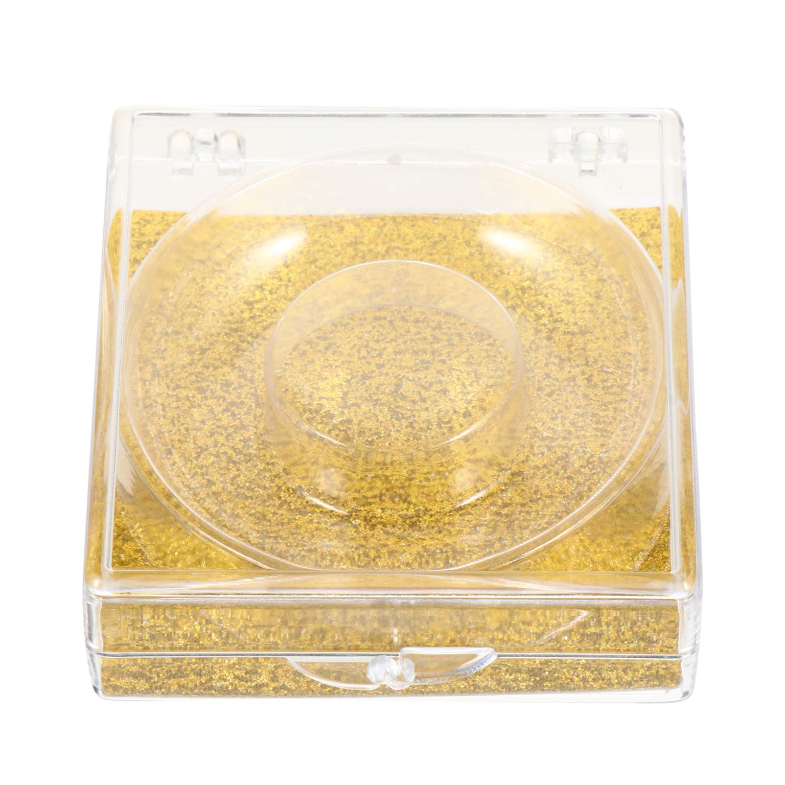 Healifty 6Pcs Empty Eyelash Case Set with Mirror & Lash Holder - Glitter Circle Lash Storage Box for Women & Girls (Golden) - Perfect for Salon, Travel & Makeup Organizers