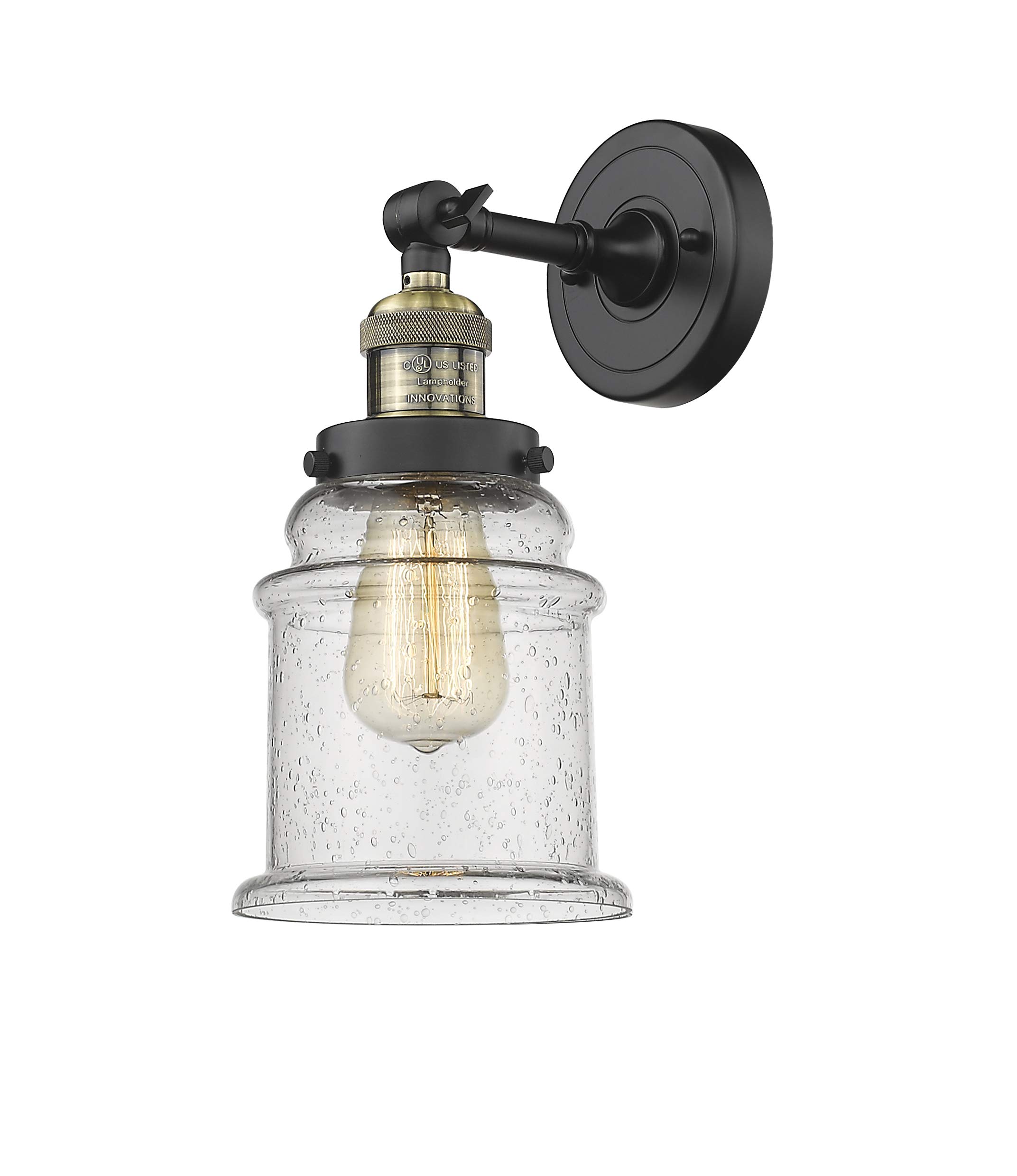 Innovations 203-BAB-G184-LED 1-Light Vintage Dimmable LED Wall Sconce in Black Antique Brass - Perfect for Bedroom, Hallway, and Living Room Lighting