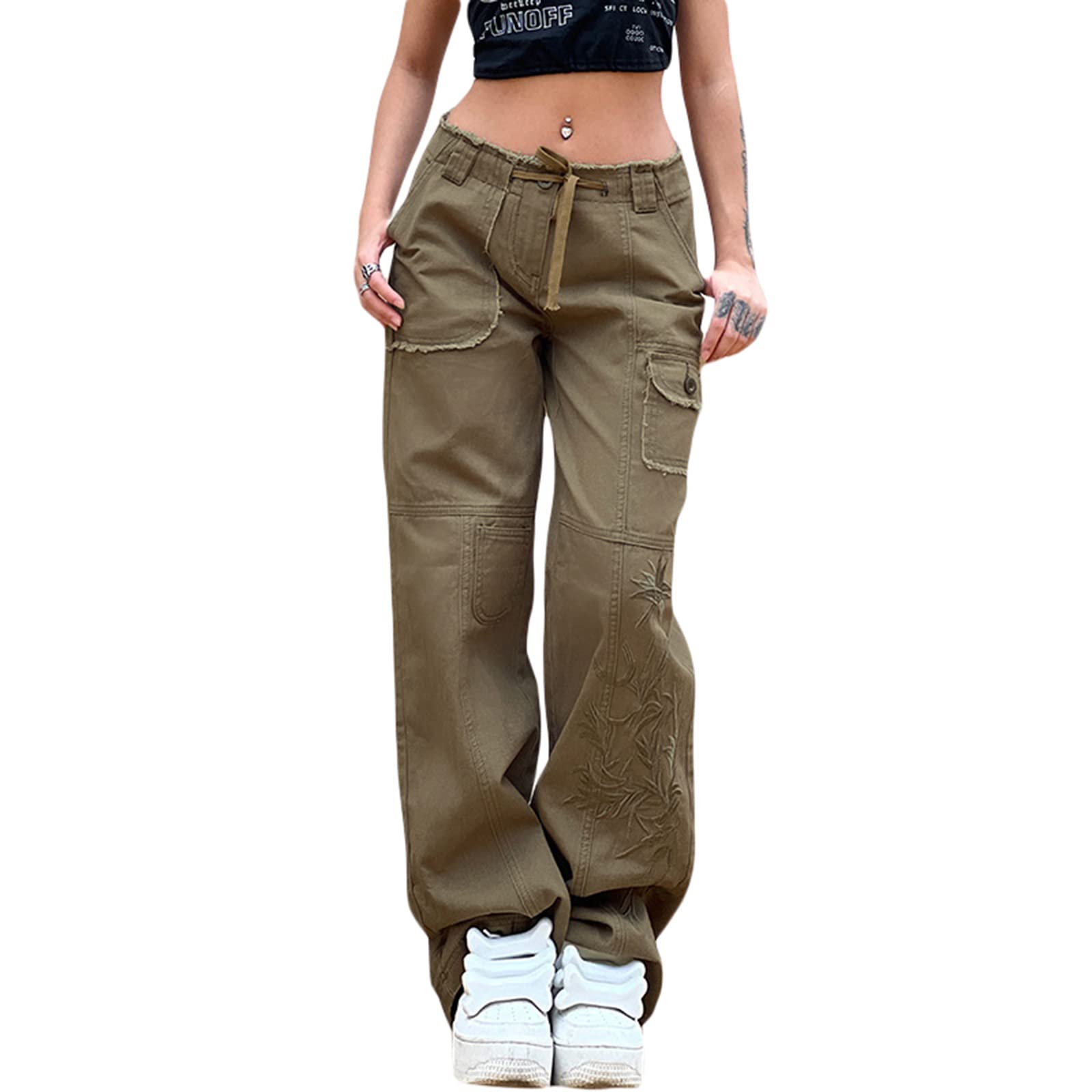 Women's Baggy Cargo Jeans - High Waist Wide Leg Vintage Denim Pants for Streetwear & Indie Aesthetic | Perfect for Casual Outfits, Music Festivals and Urban Fashion