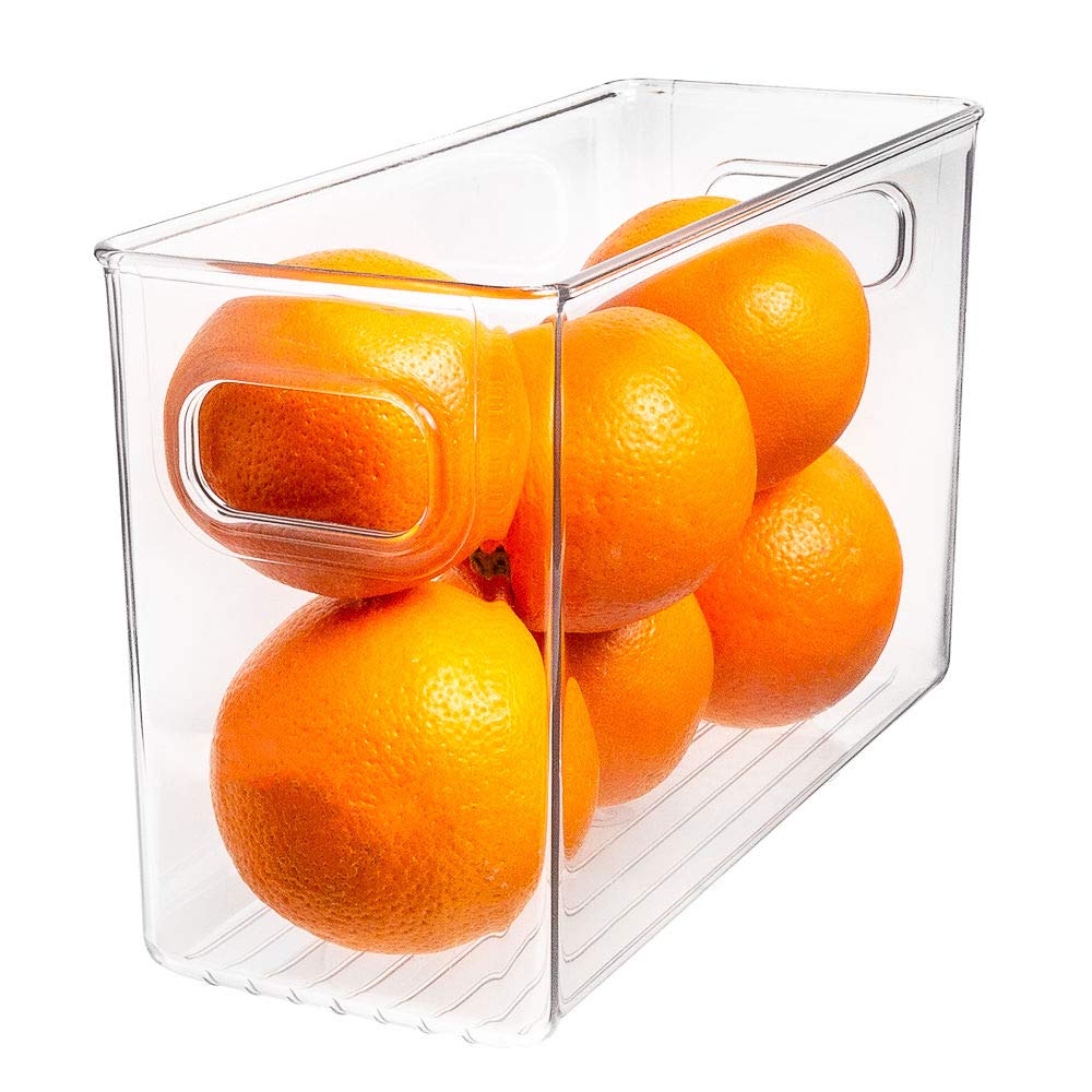 OrgSmart Clear Plastic Storage Container for Fridge & Pantry - BPA-Free Food Organizer for Snacks, Drinks & Laundry - Large Narrow Size | Perfect for Kitchen Organization & Home Storage Solutions